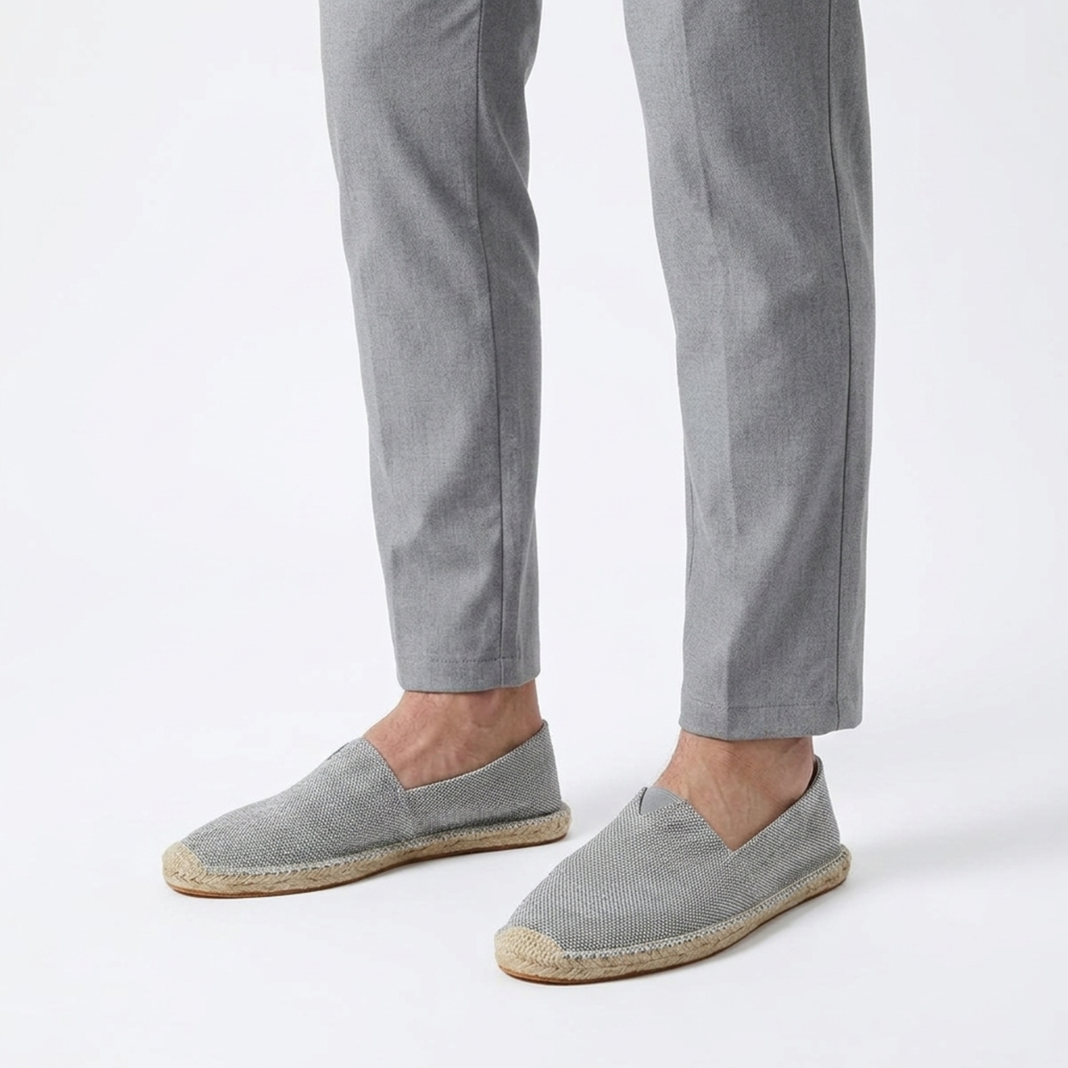 Men's linen espadrilles — canvas slip-on loafers — beach vacation