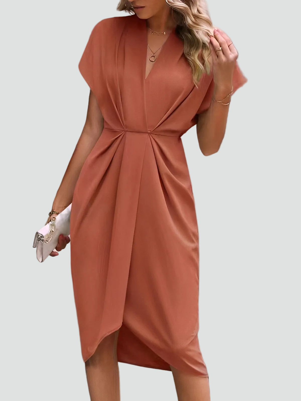 Wrap Front Midi Cocktail Dress