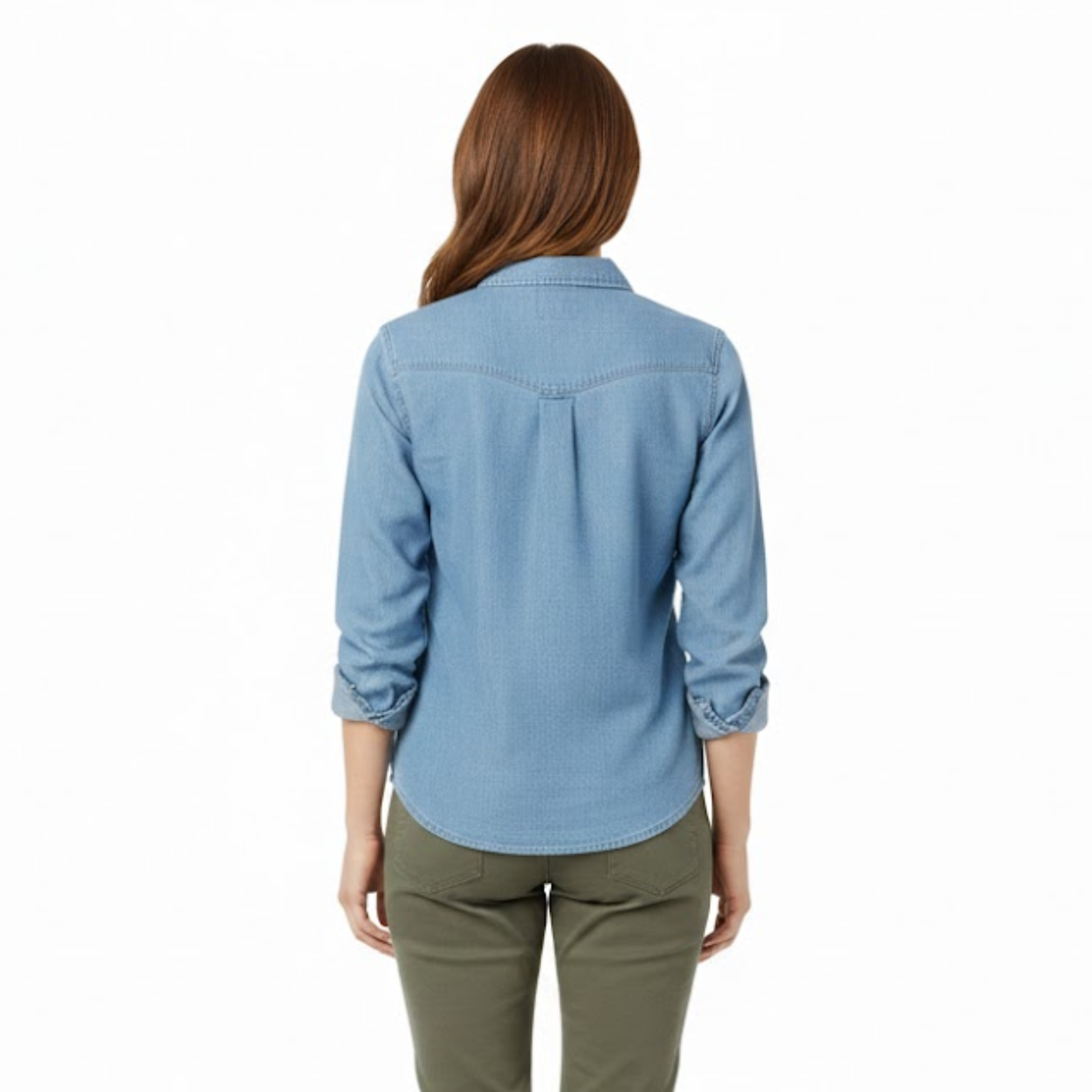 Women's Button Down Denim Shirt Long Sleeve Turn Down Collar Casual Cotton Blouse