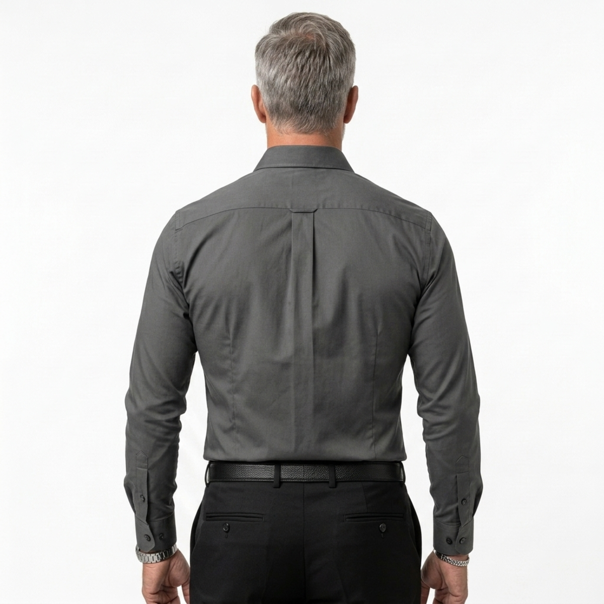 Men’s long-sleeve shirt — regular fit notched collar — office wear