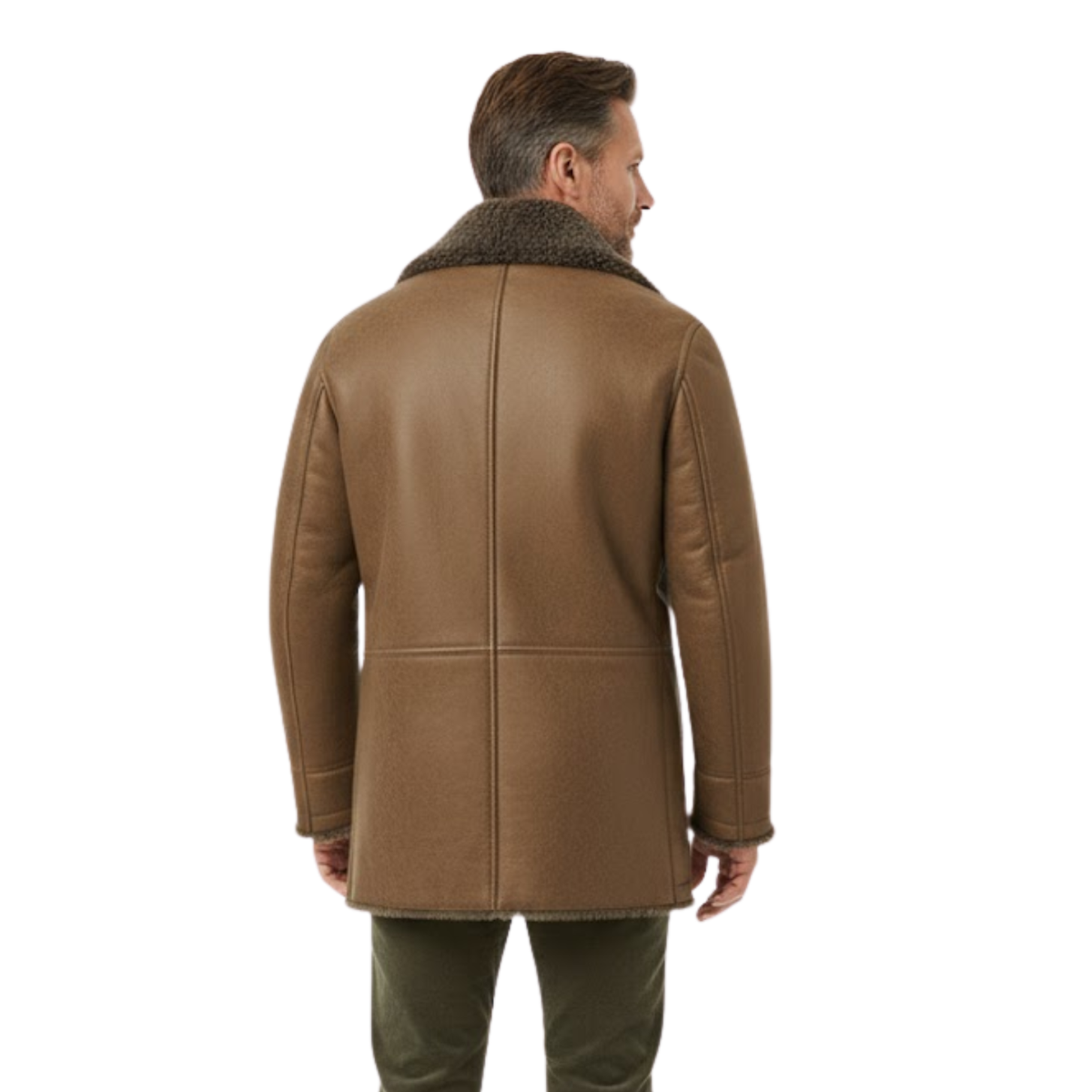 Men's Faux Fur Lined Long Jacket Thickened Sherpa Fleece Lapel Outerwear Coat