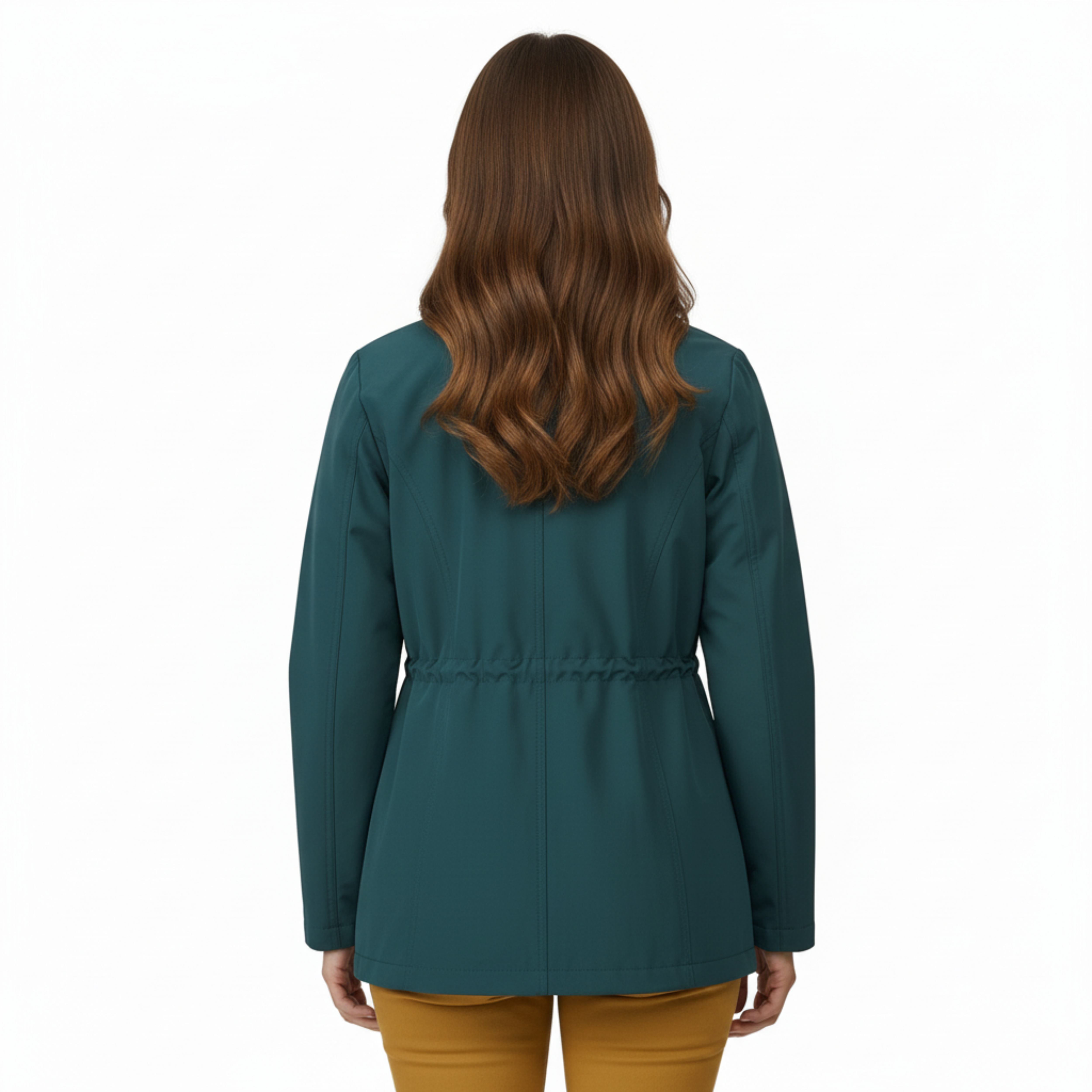 Women's Lightweight Windbreaker Jacket with Adjustable Waist and Front Pockets