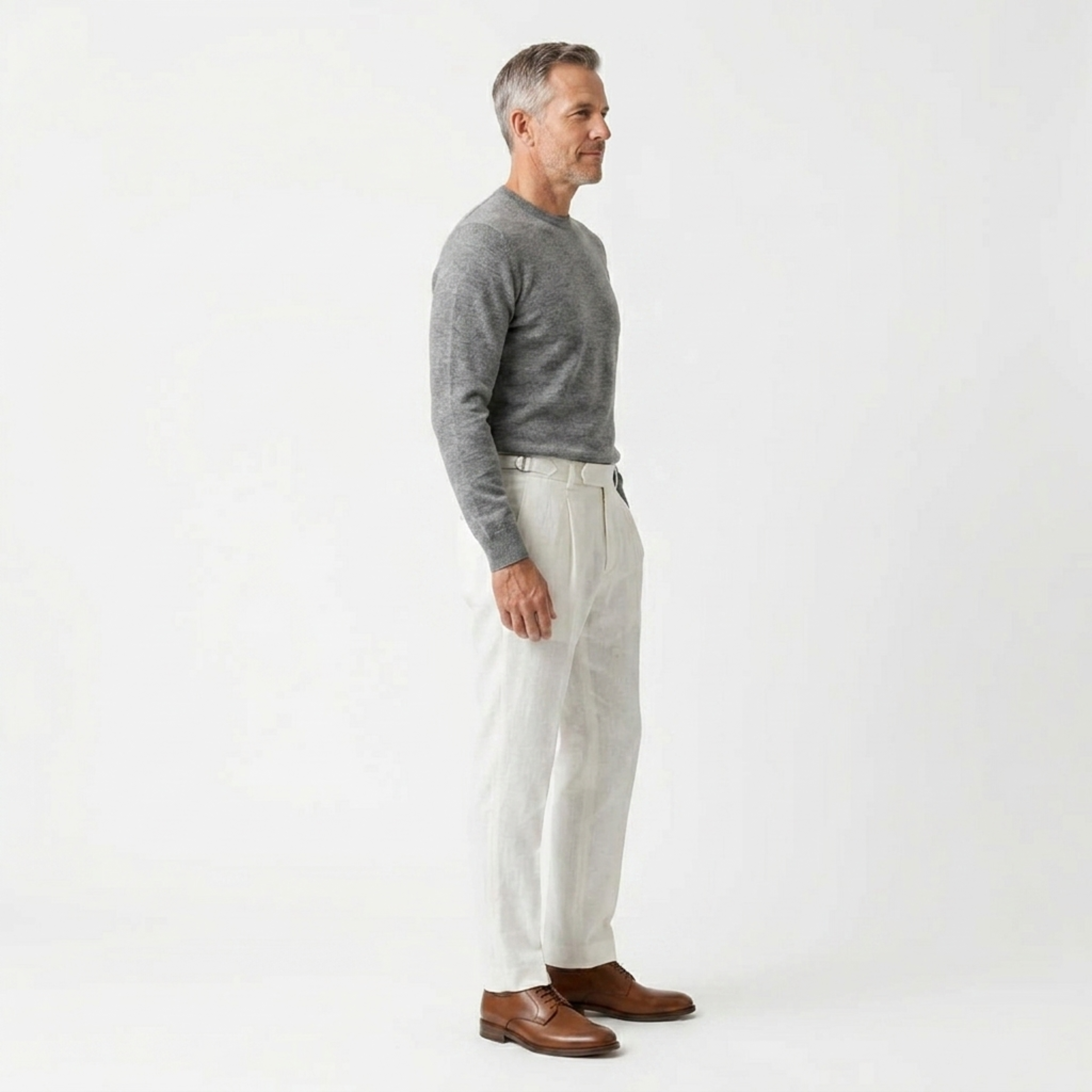 Men's tailored trousers — 100% linen — double pleated — formal events