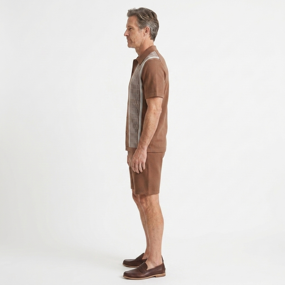 Men's knit two-piece set — geometric knit — casual summer dressing