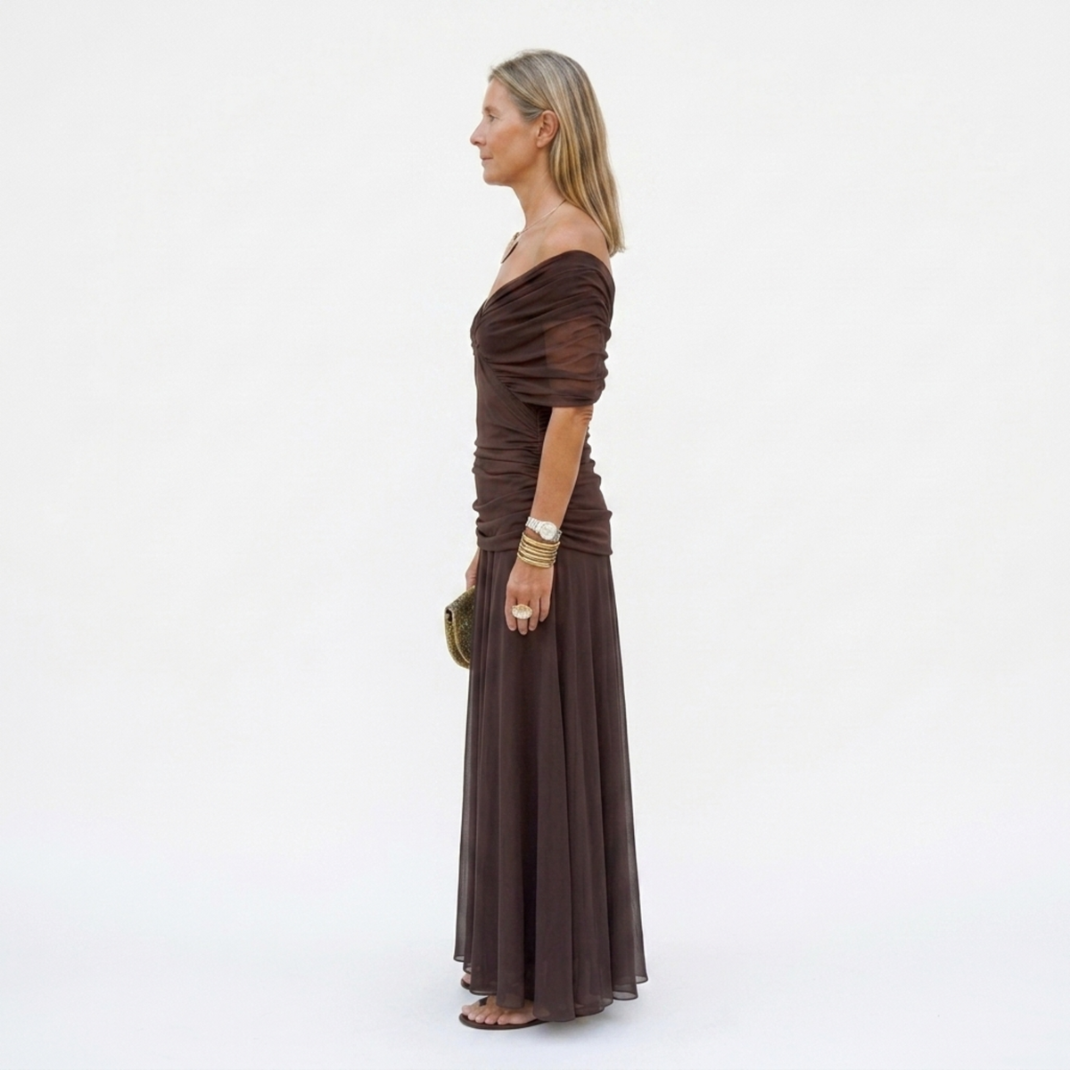 Women's maxi dress — V-neck, gathered waist — formal events