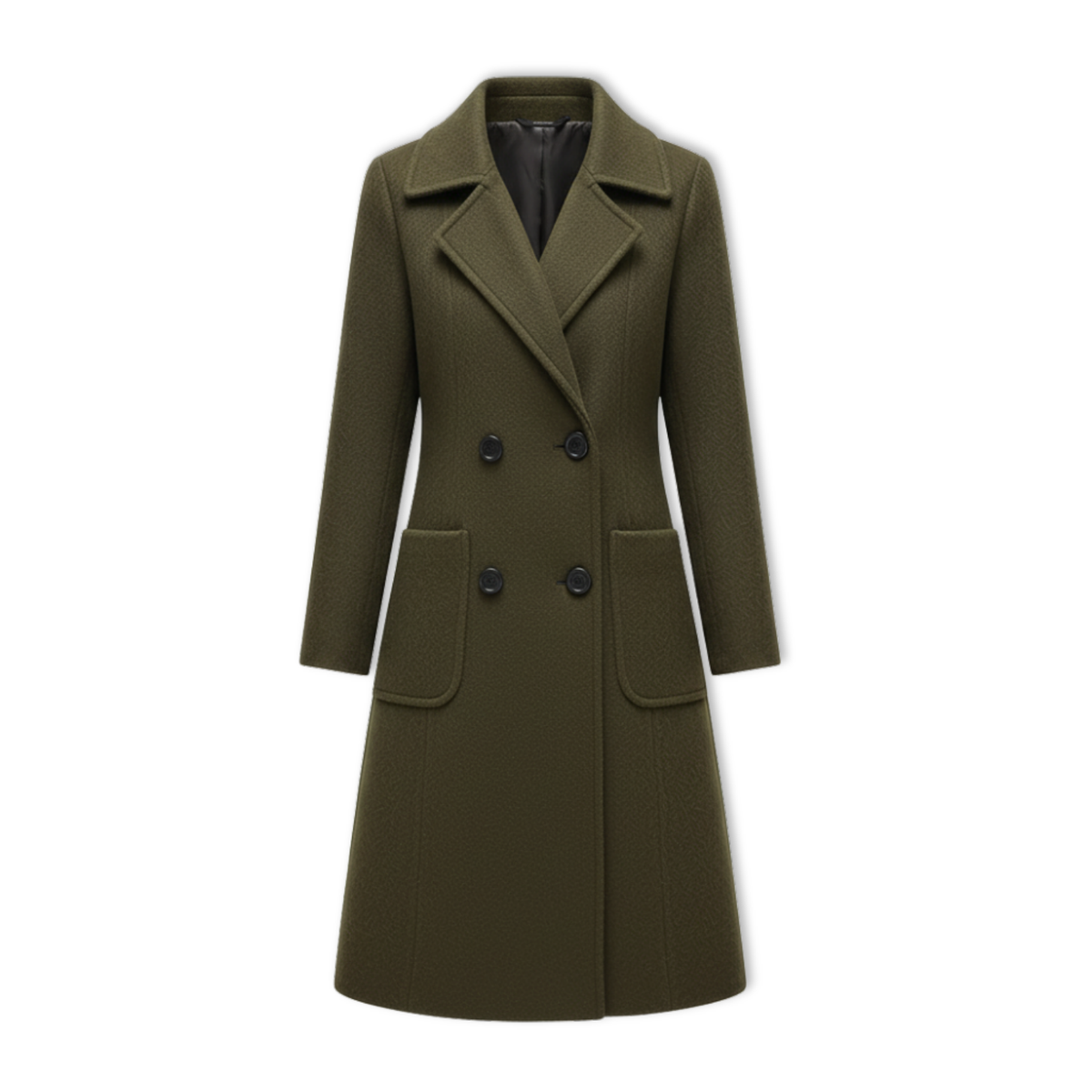 Women's Long Double Breasted Woolen Coat