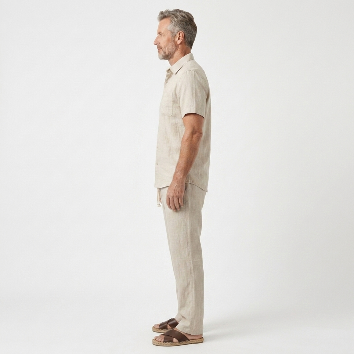 Linen two-piece set for men — relaxed fit — beach holiday