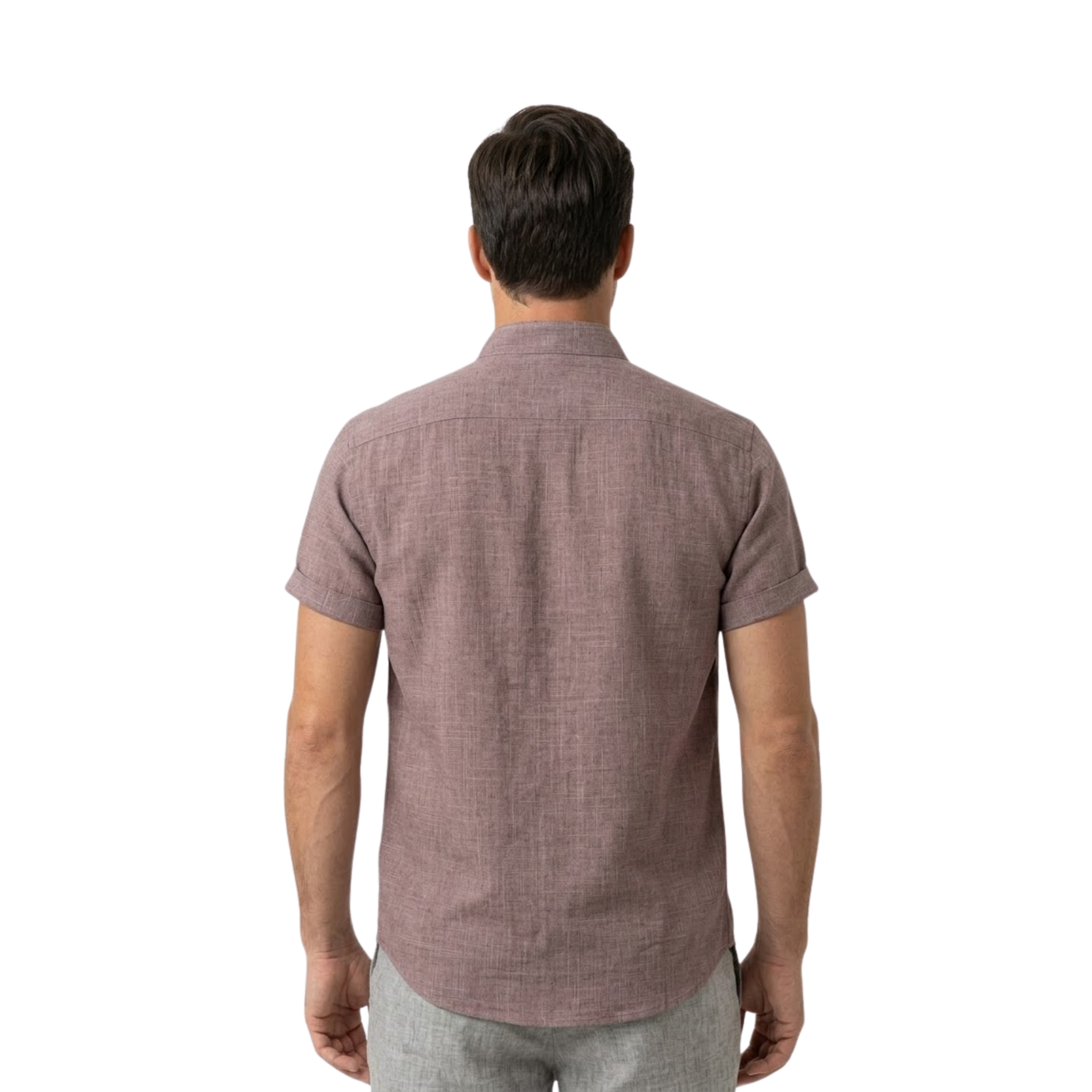 Men's Short Sleeve Cotton Linen Shirt Casual Loose Mandarin Collar Beach Top