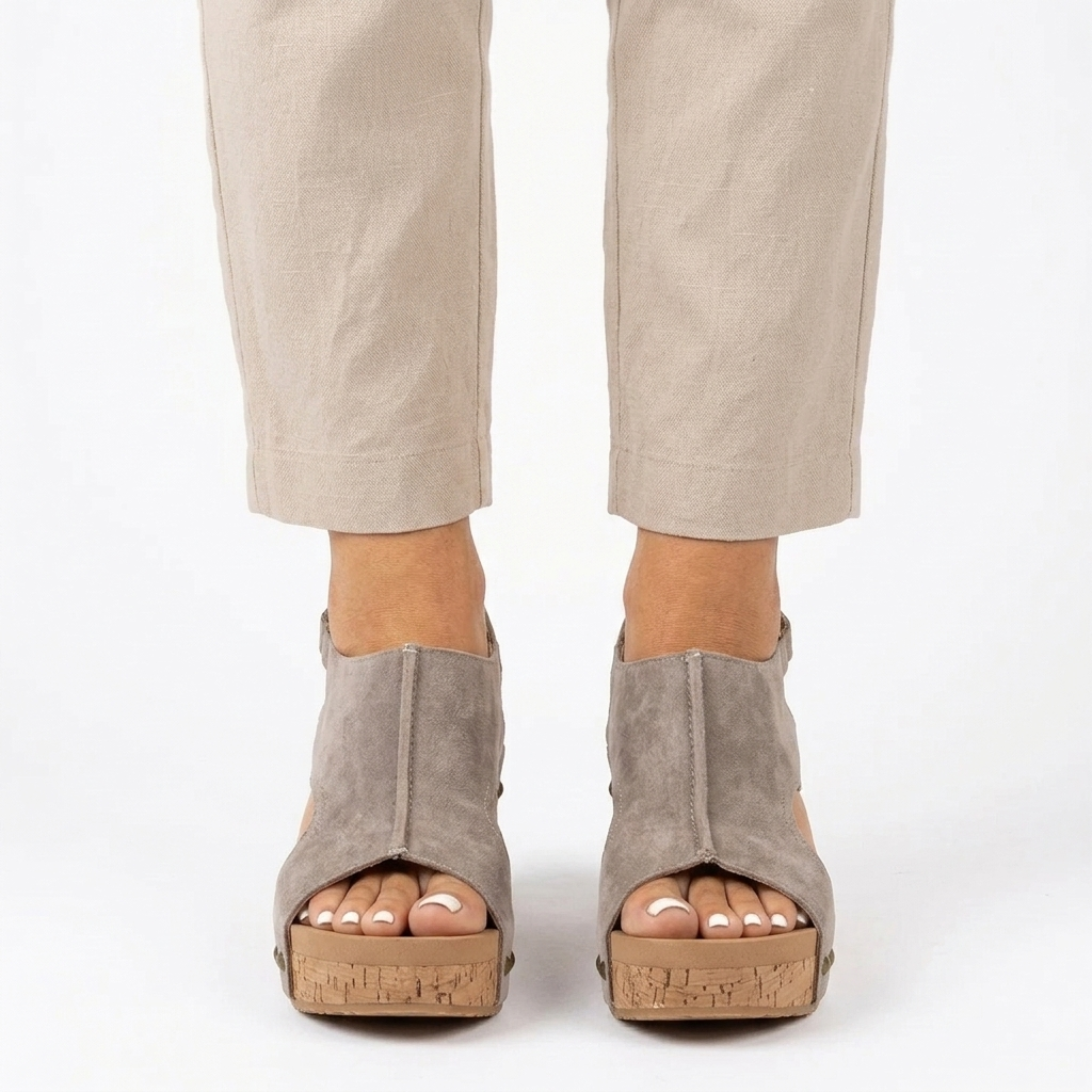 Women's platform wedge sandals — peep toe ankle strap — casual daily