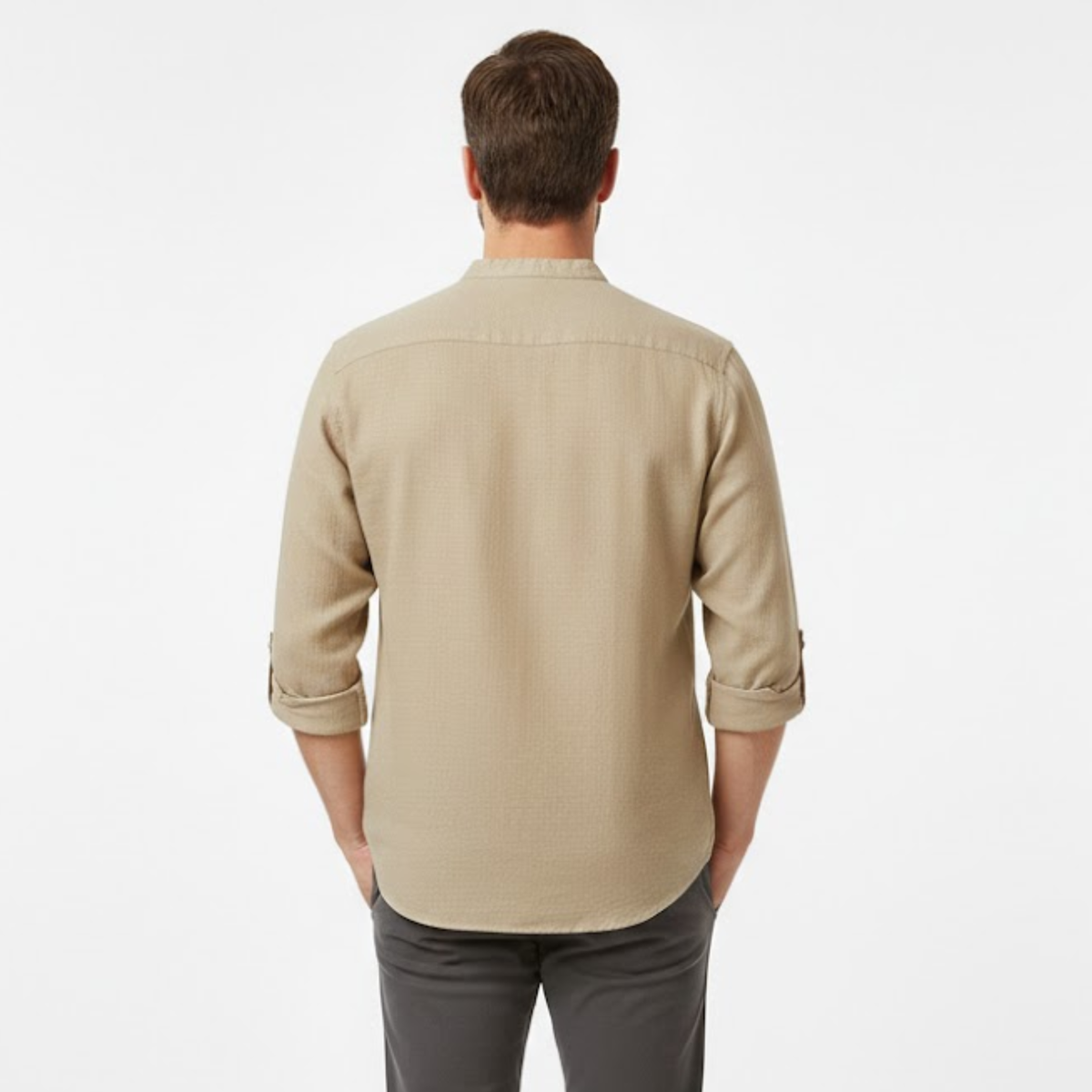 Men's Cotton Linen Henley Shirt Long Sleeve Breathable Casual Beach Button Top