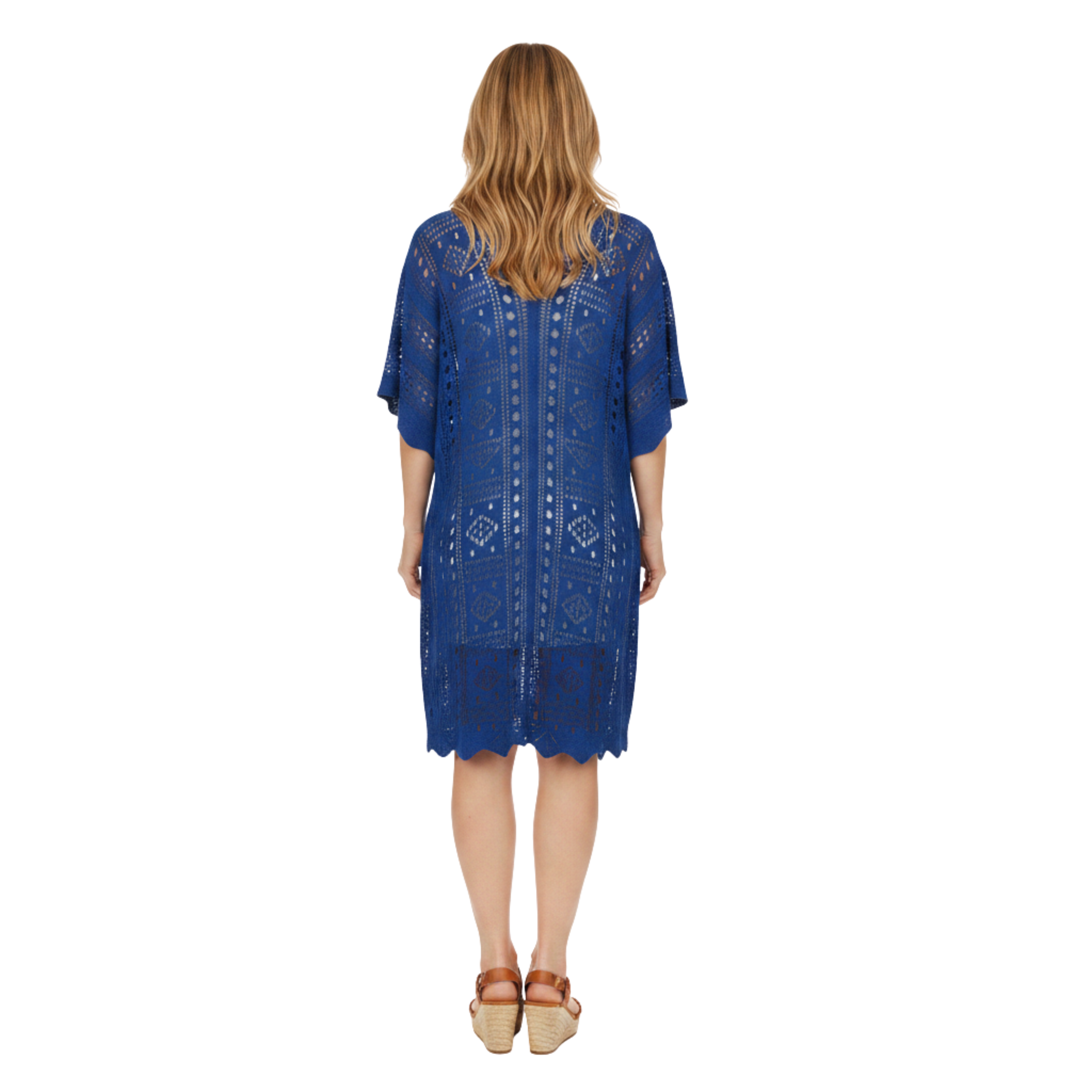 Women's Crochet Knit Beach Cover Up Dress with Loose Fit and V-Neckline