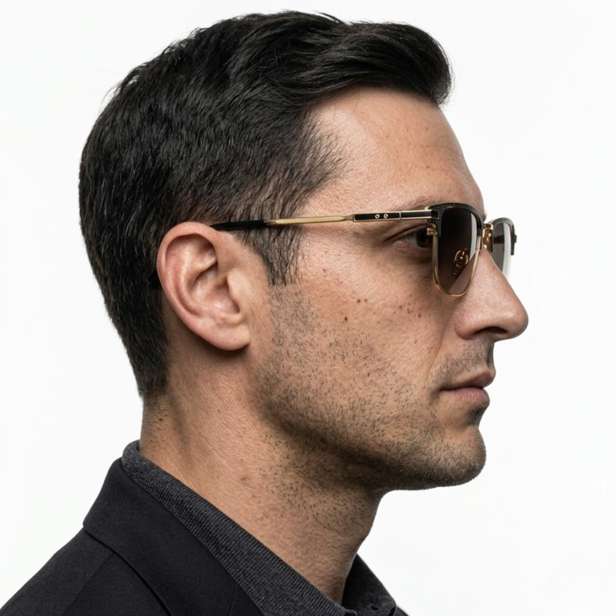 Half Frame Square Sunglasses Titanium Metal Polarized Luxury Designer Shades Unisex