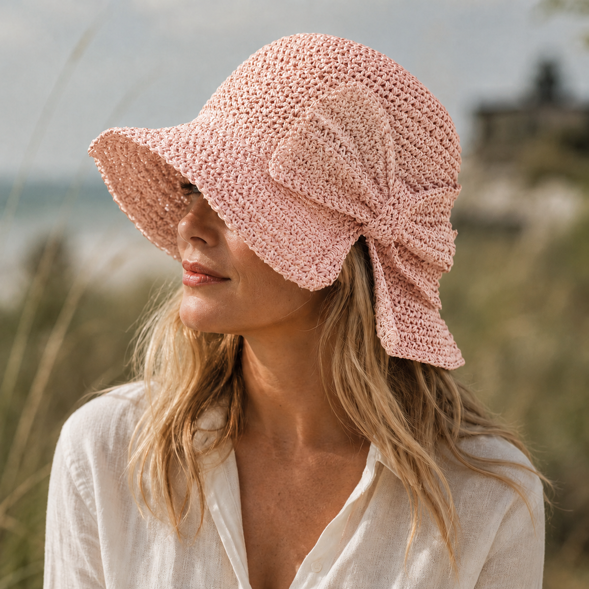 Women's bucket sun hat | short brim with bow | casual holiday cap