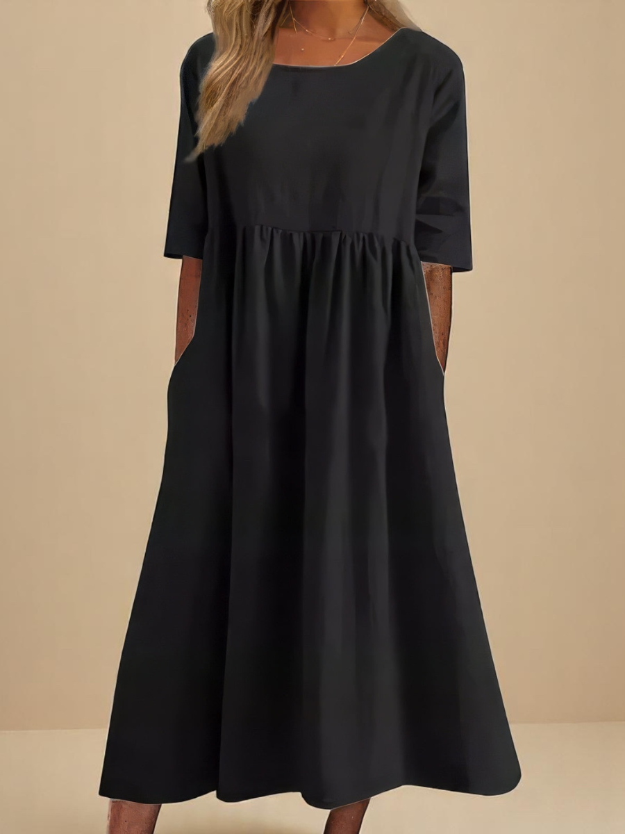 Cotton Mid Sleeve Midi Dress