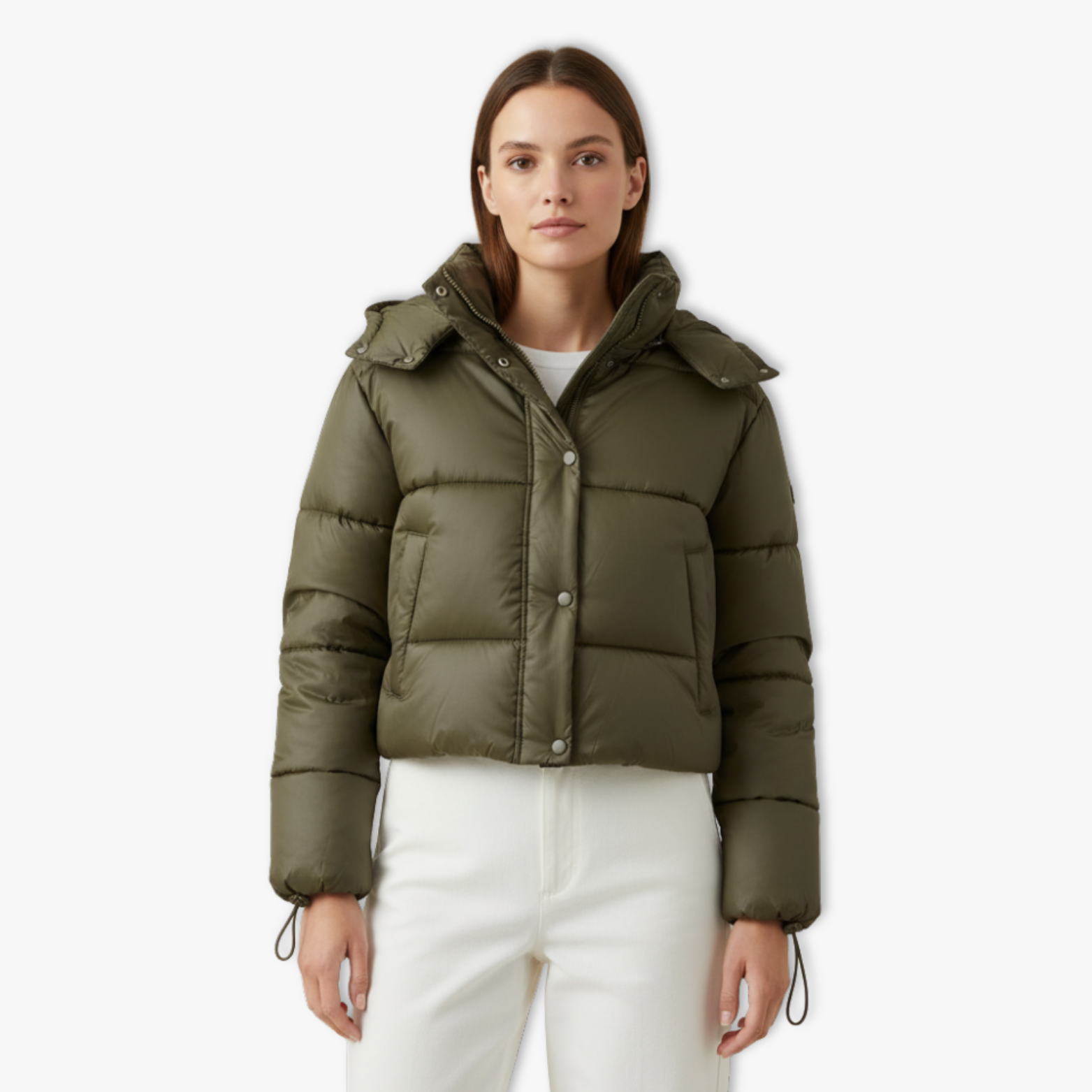 Standing Neck Hooded Short Cotton Coat Jacket Autumn Winter