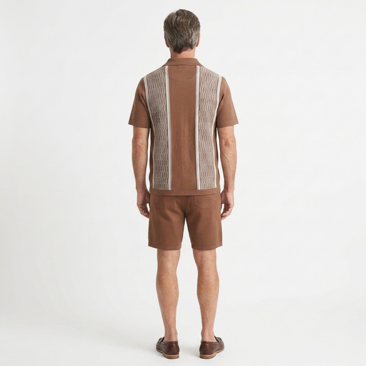 Men's knit two-piece set — geometric knit — casual summer dressing