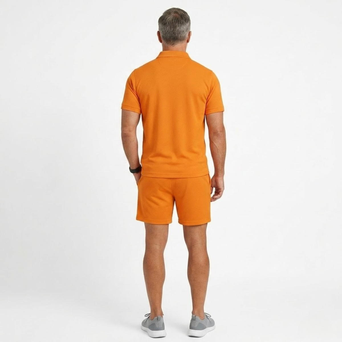 Men's two-piece polo set — drawstring shorts — casual summer holiday