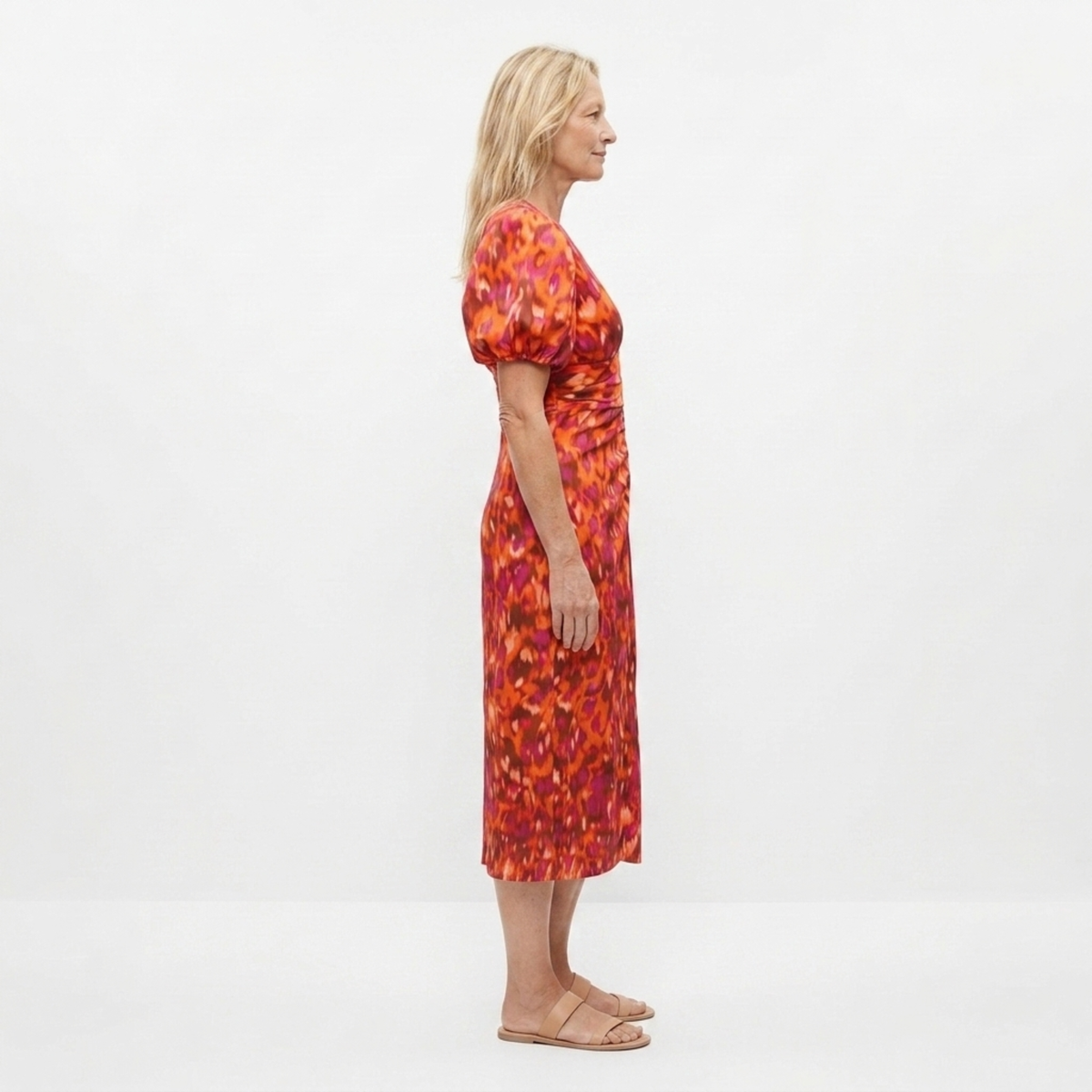 Women's evening dress — v-neck and puff sleeves — soirée