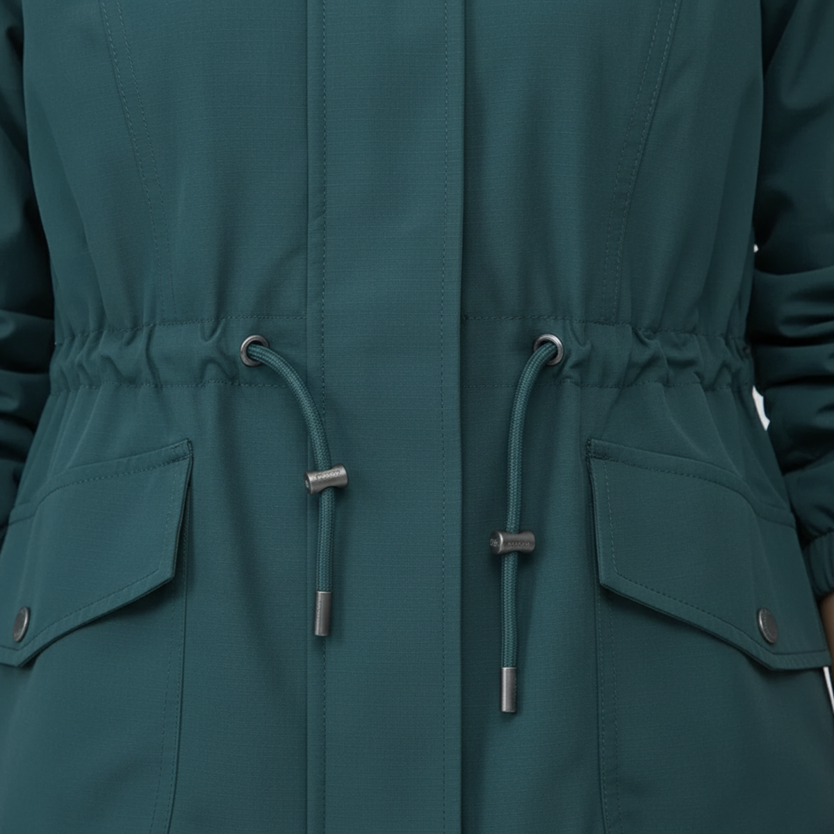 Women's Lightweight Windbreaker Jacket with Adjustable Waist and Front Pockets