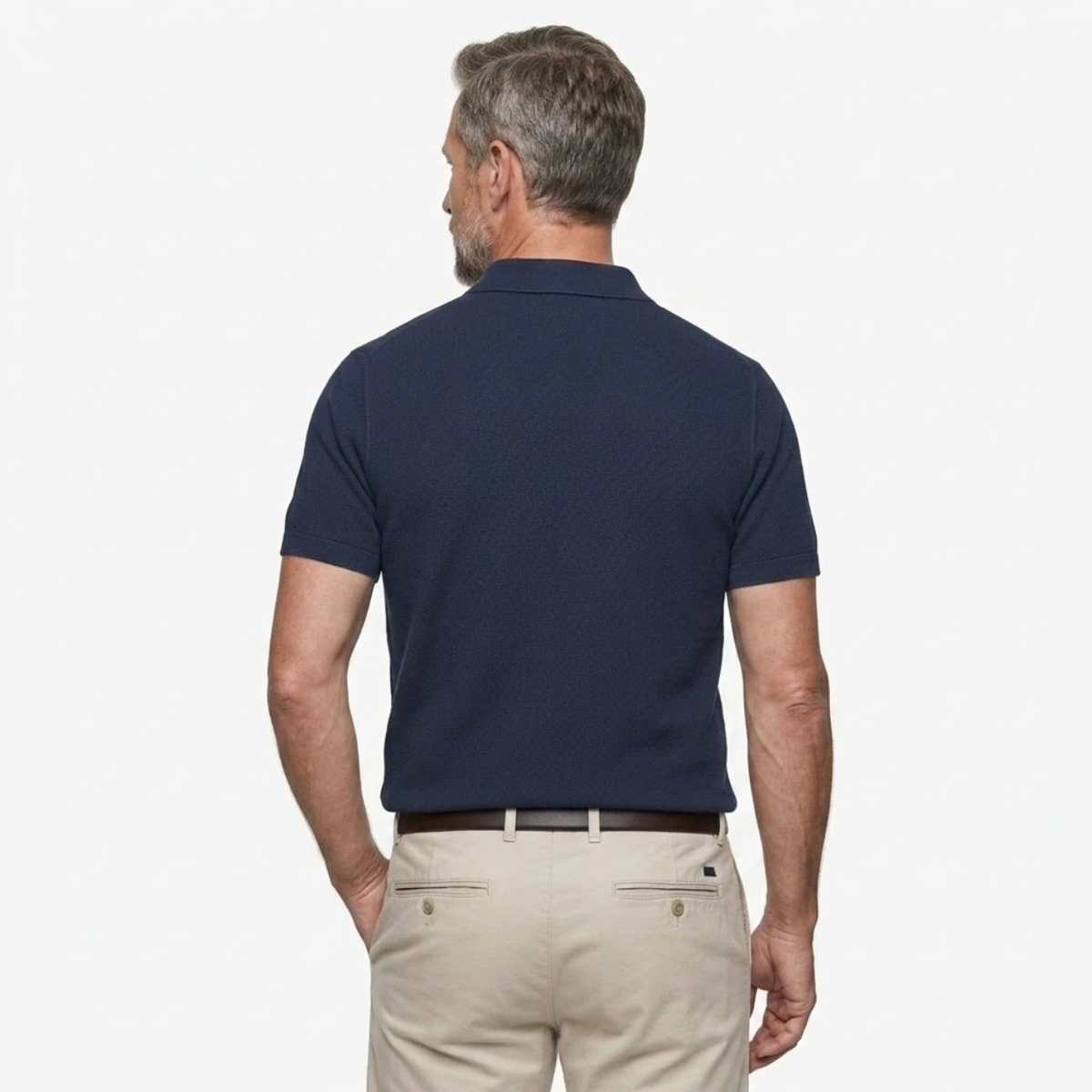 Men's pique polo shirt — linen cotton slim fit — summer office