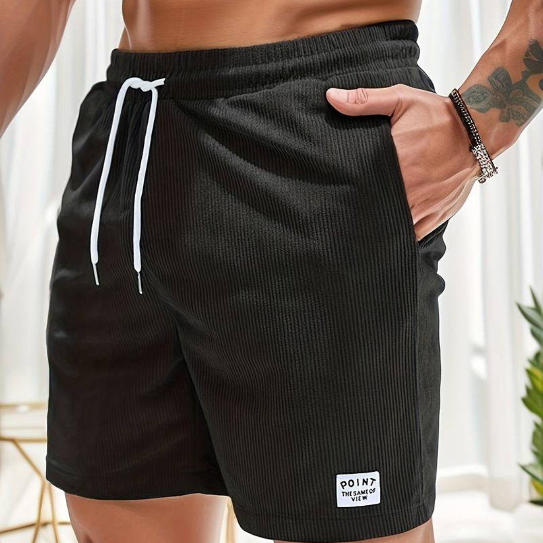 Men's corduroy shorts - knee-length relaxed fit shorts with a drawstring