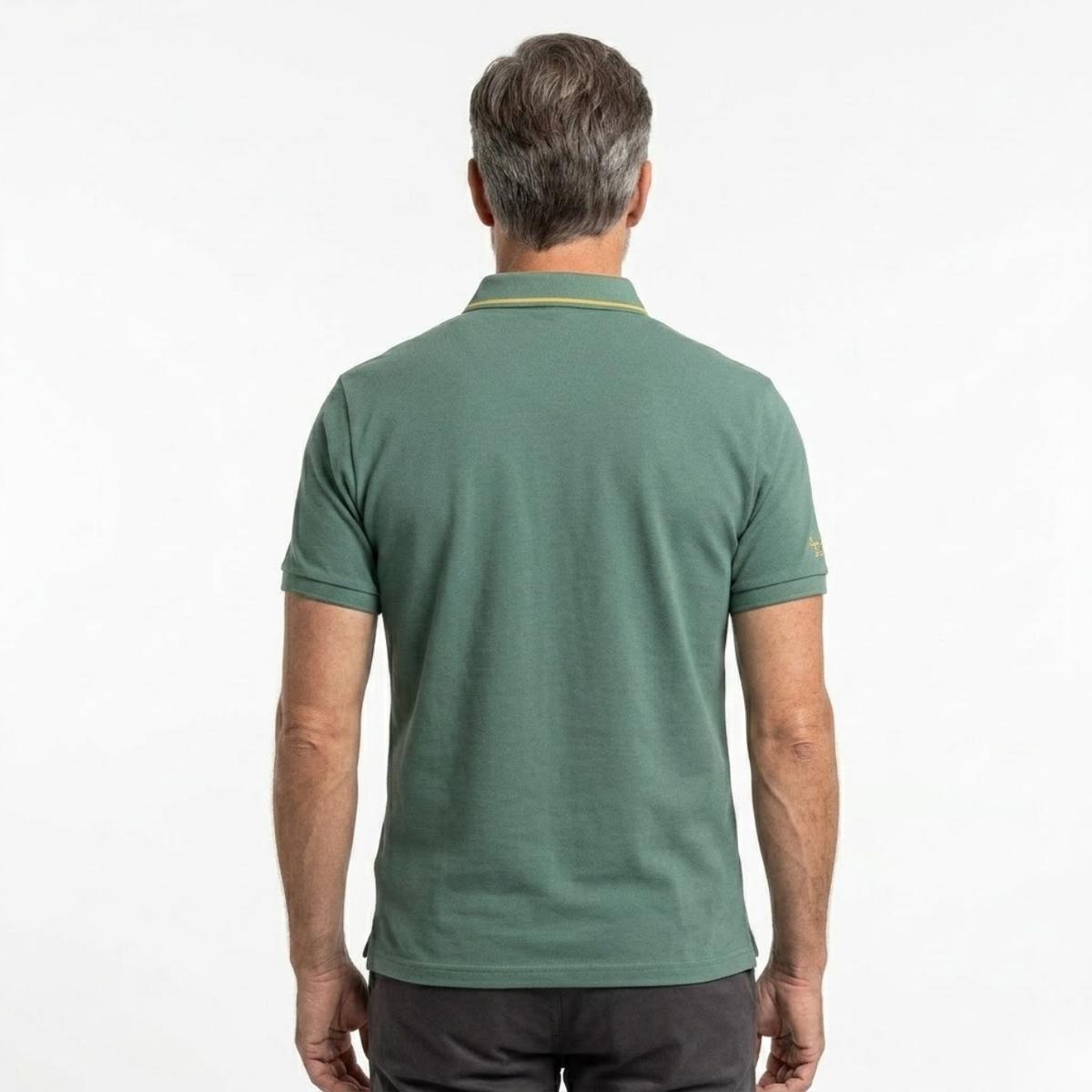 Men's cotton polo shirt — contrast collar embroidered — casual daily office