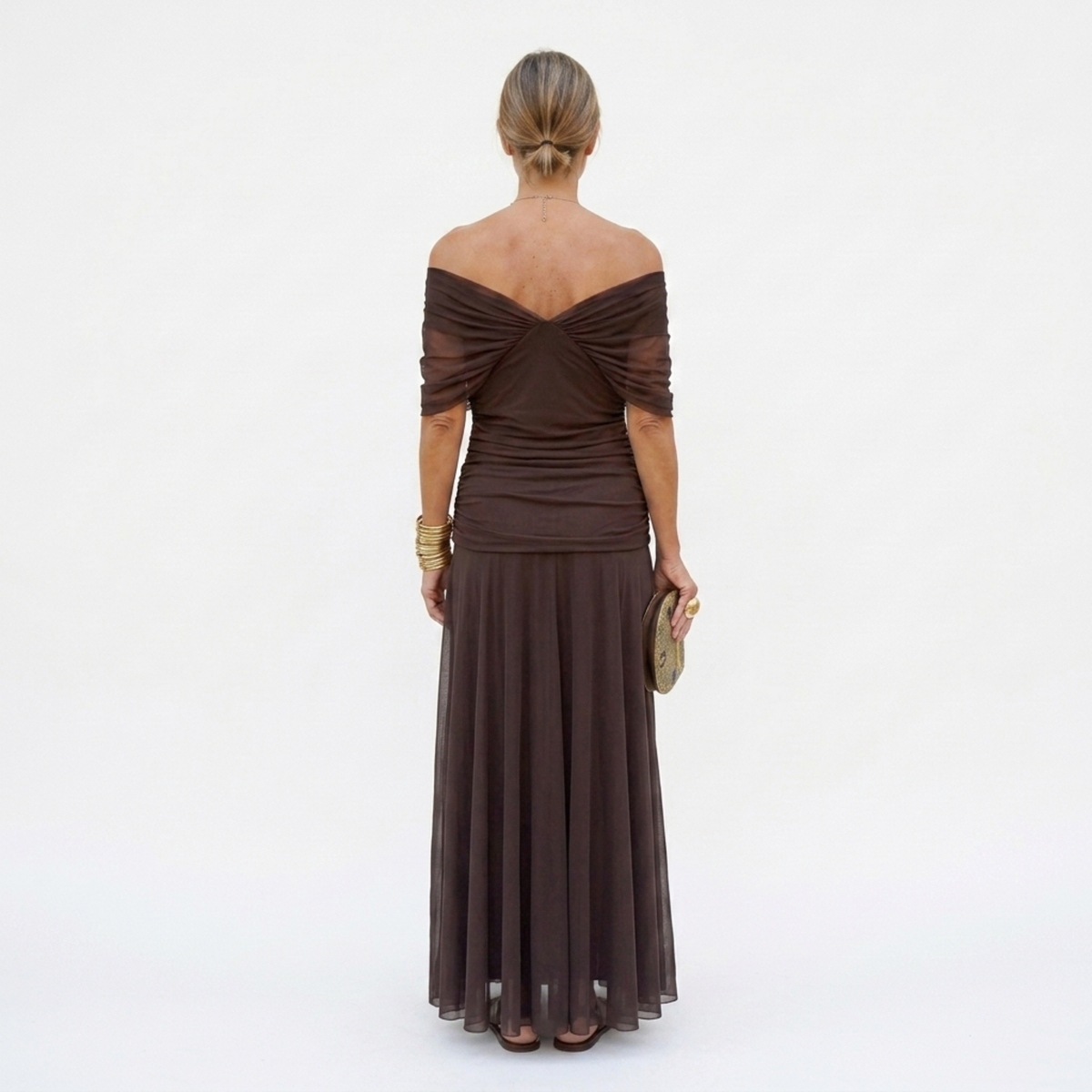 Women's maxi dress — V-neck, gathered waist — formal events