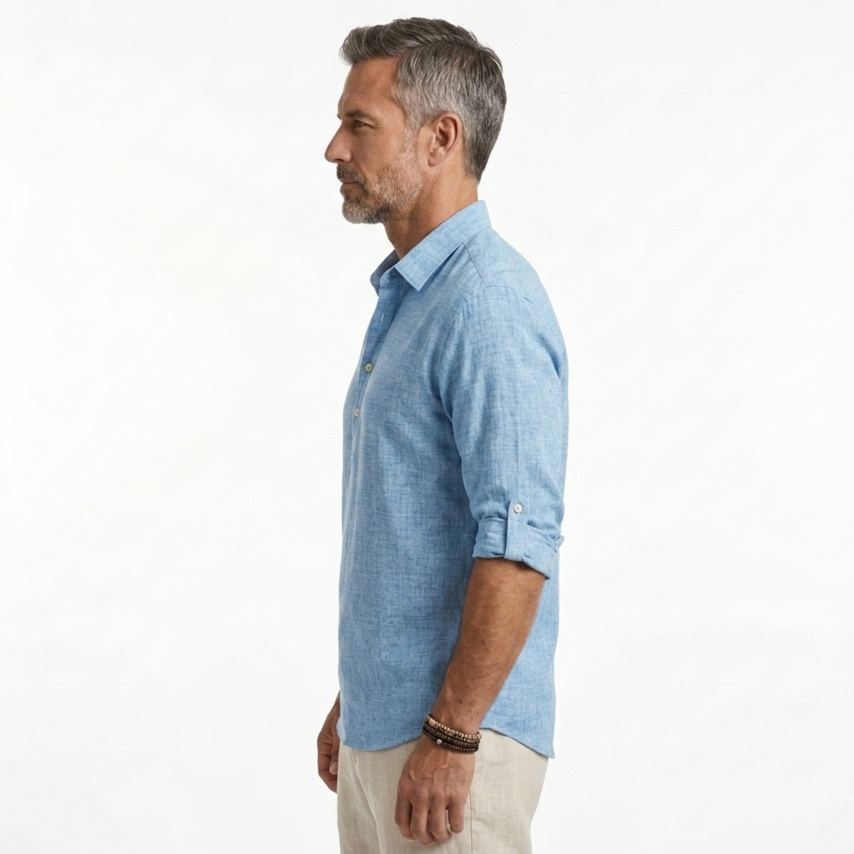 Men's linen polo shirt — regular fit short sleeve — holiday