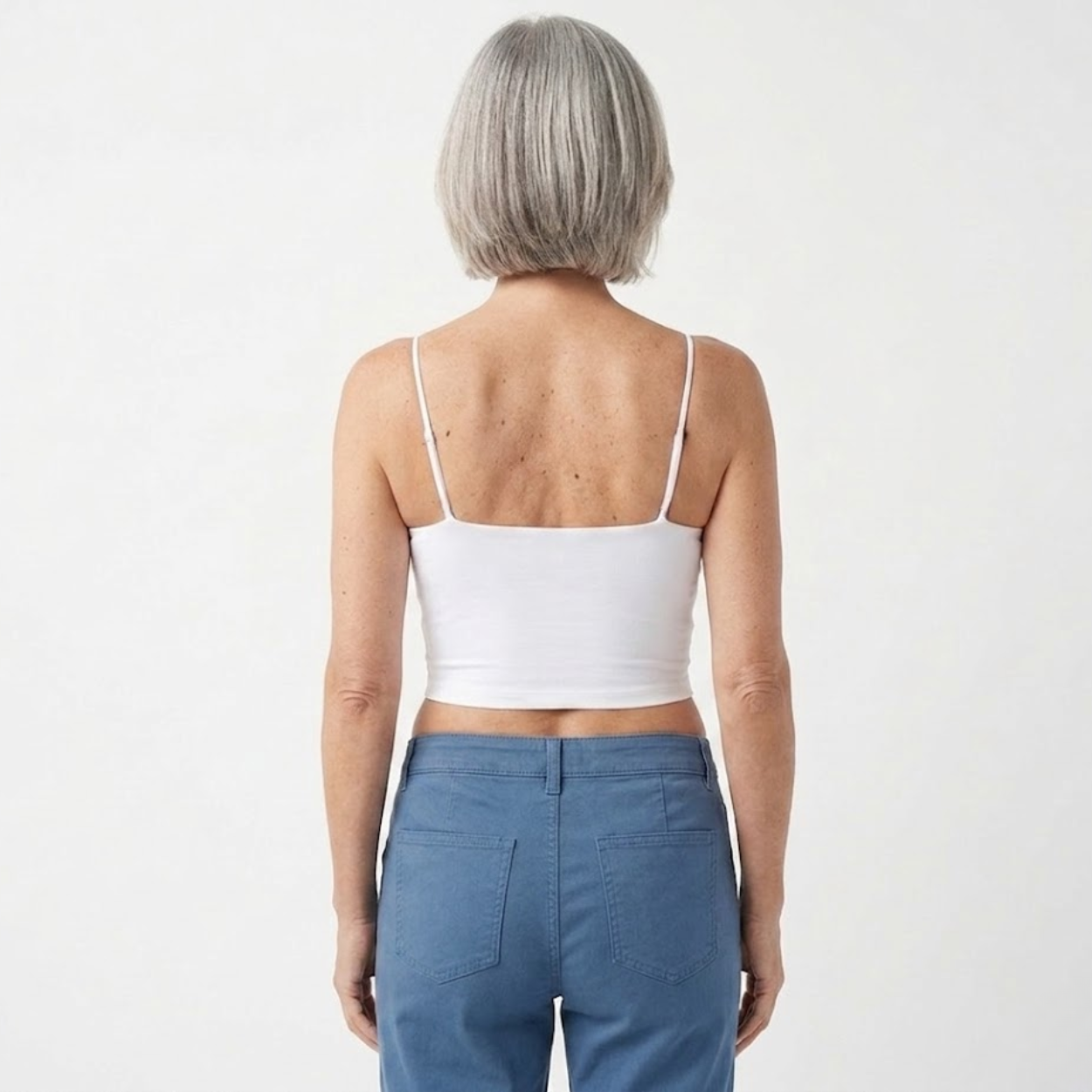 Crop top tank for women with thin straps in cotton poly blend — vacation