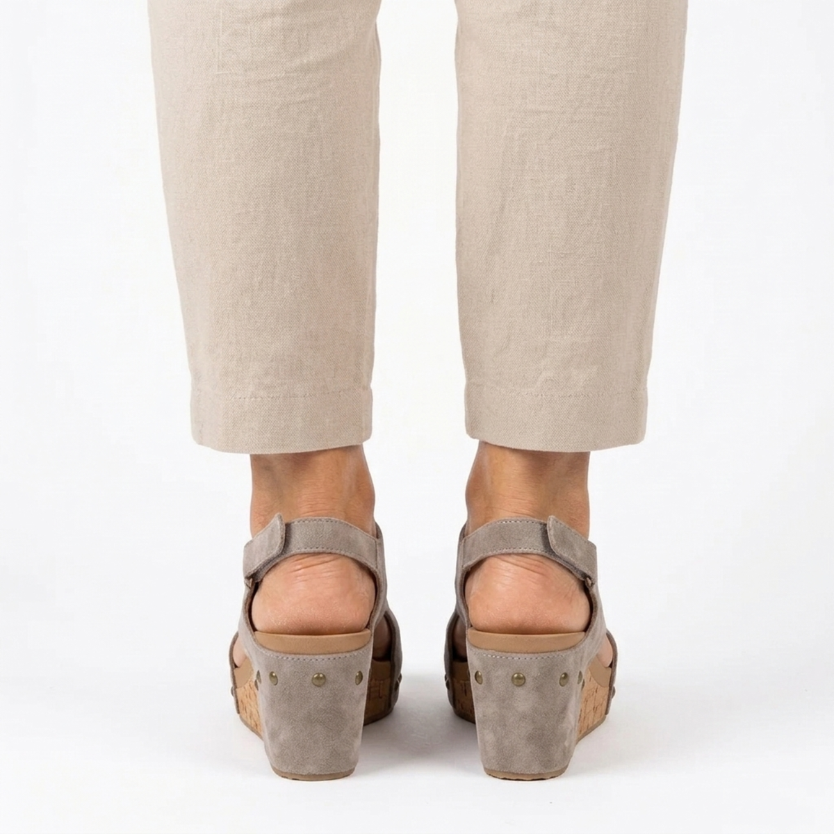 Women's platform wedge sandals — peep toe ankle strap — casual daily