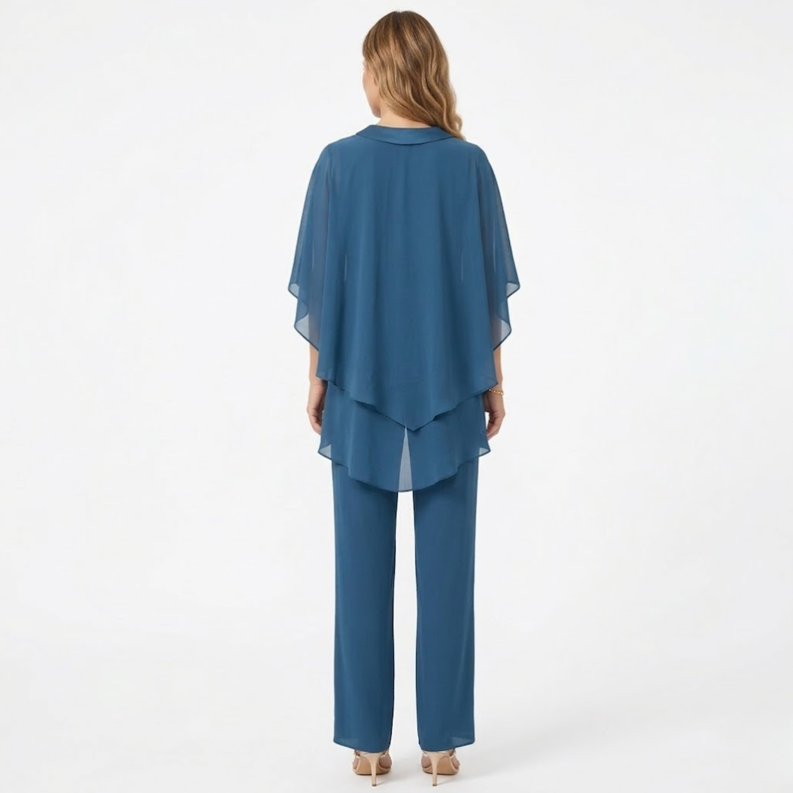 Pantsuit Elegant Chiffon Two Piece Set Formal Evening Guest Trouser Suit