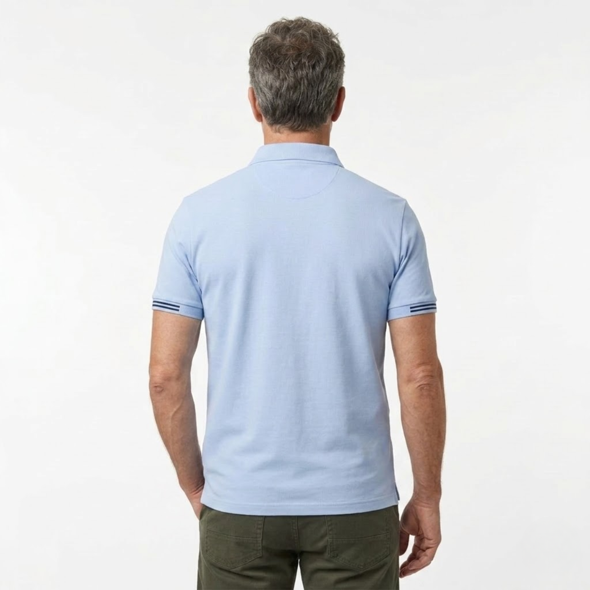 Men's short sleeve polo shirt — tailored slim fit stripe details — casual daily