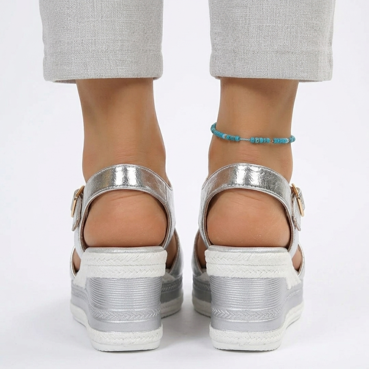 Women's wedge sandals — open toe with ankle strap — daily walking
