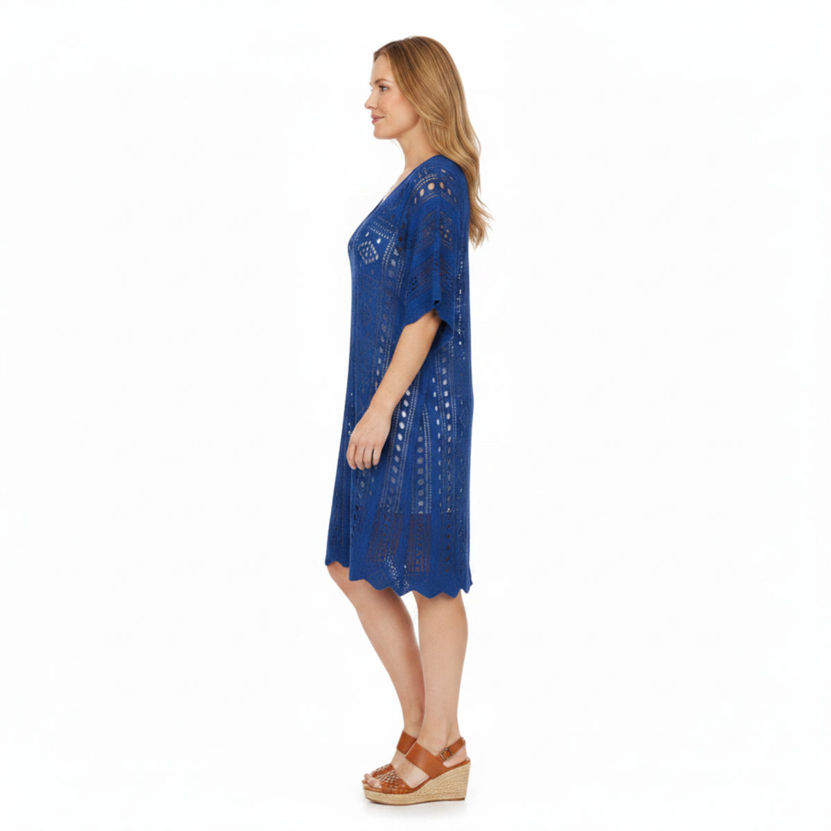 Women's Crochet Knit Beach Cover Up Dress with Loose Fit and V-Neckline
