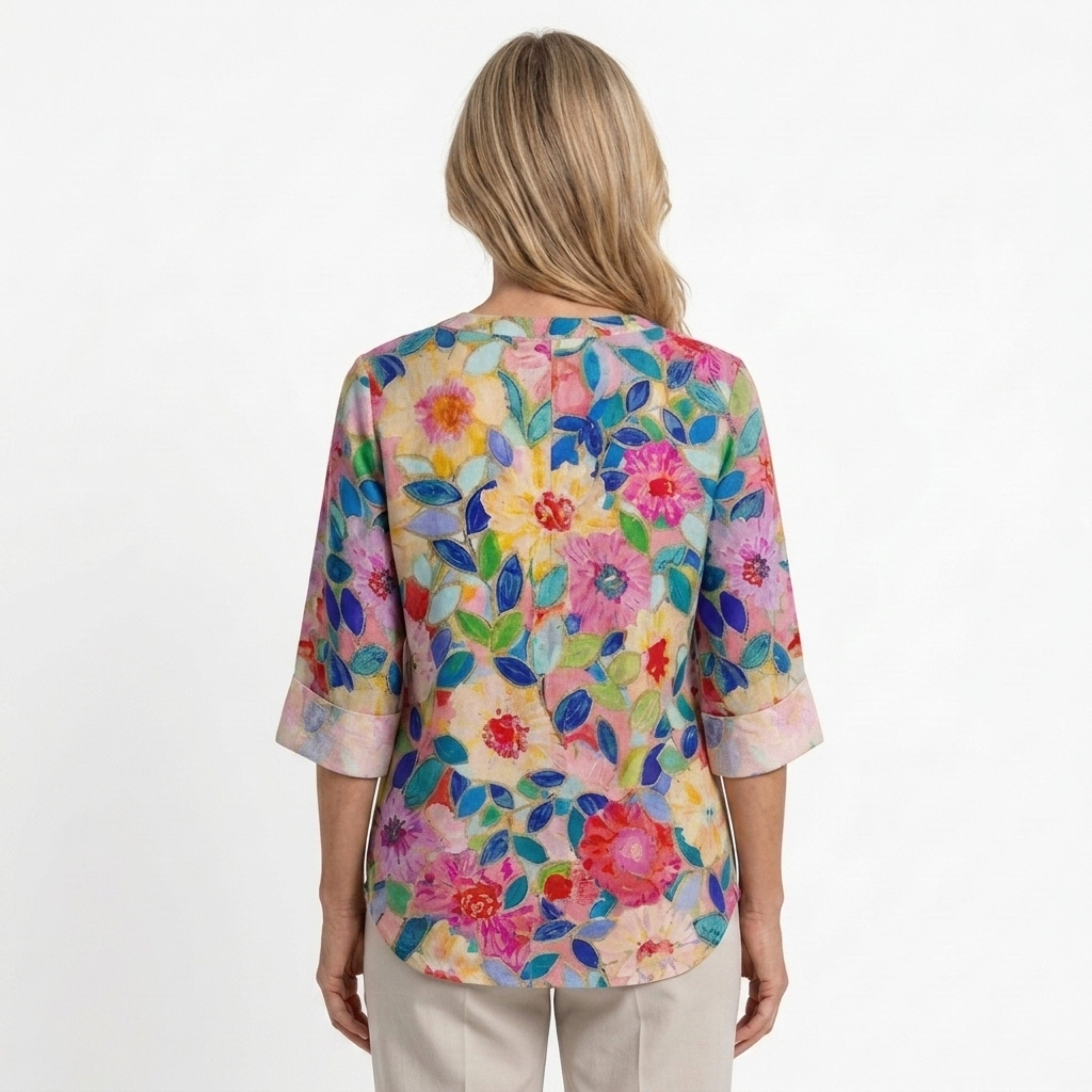 Women's floral blouse — 3/4 sleeve button down — everyday wear