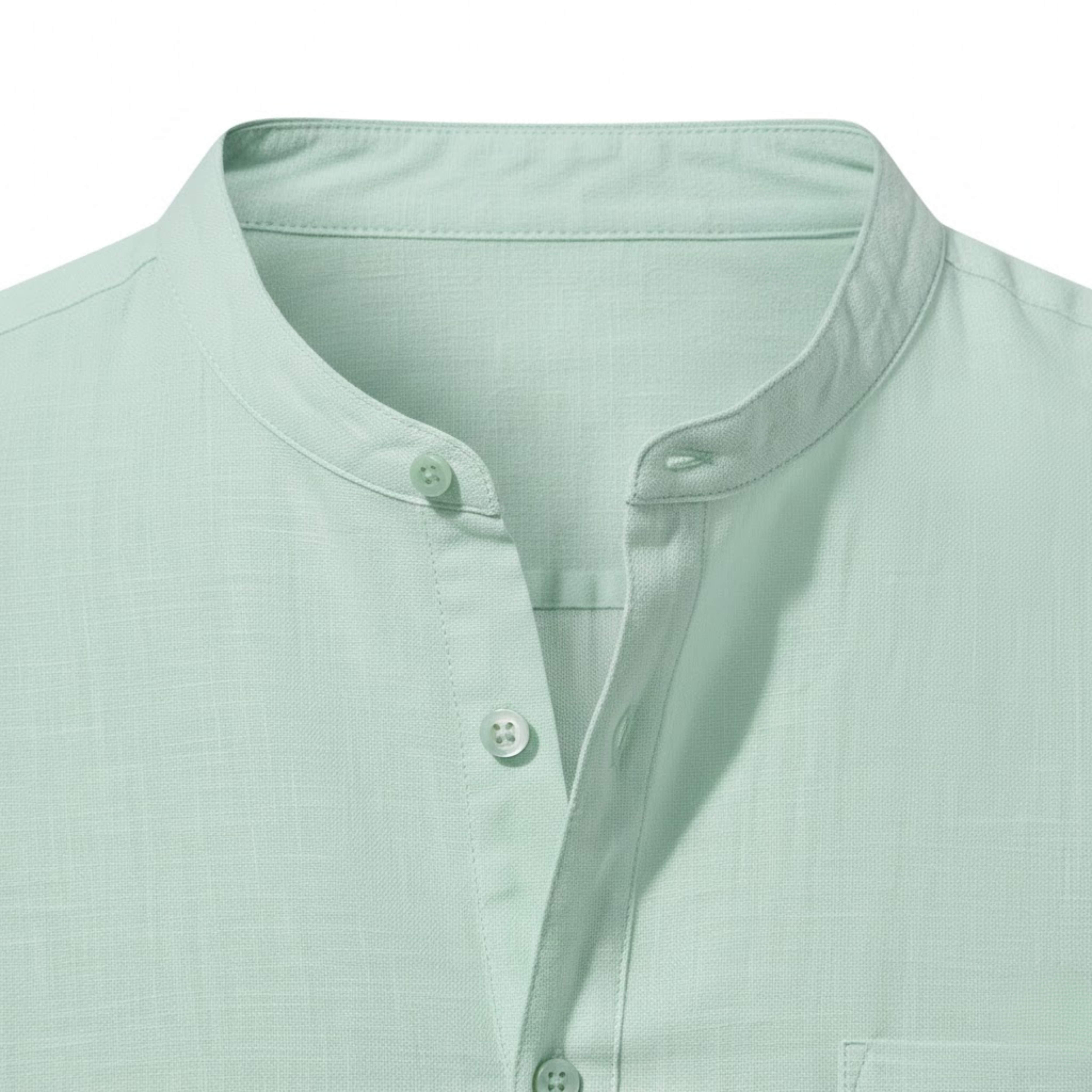 Men's Cotton Linen Henley Shirt Short Sleeve Breathable Casual Pocket Beach Top