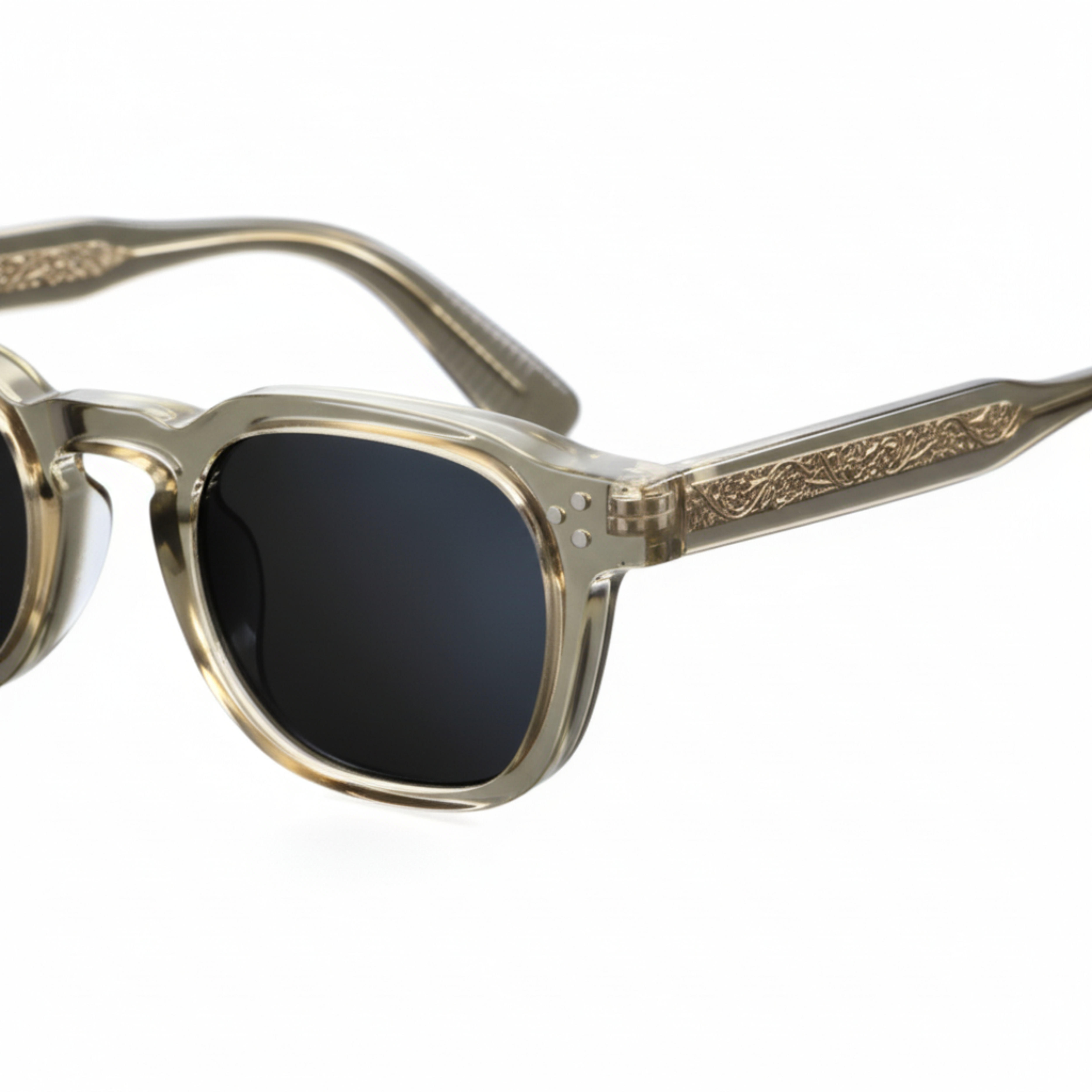 Polarized Square Sunglasses CP Frame Metal Core Rivet Detail Unisex UV400 Protection