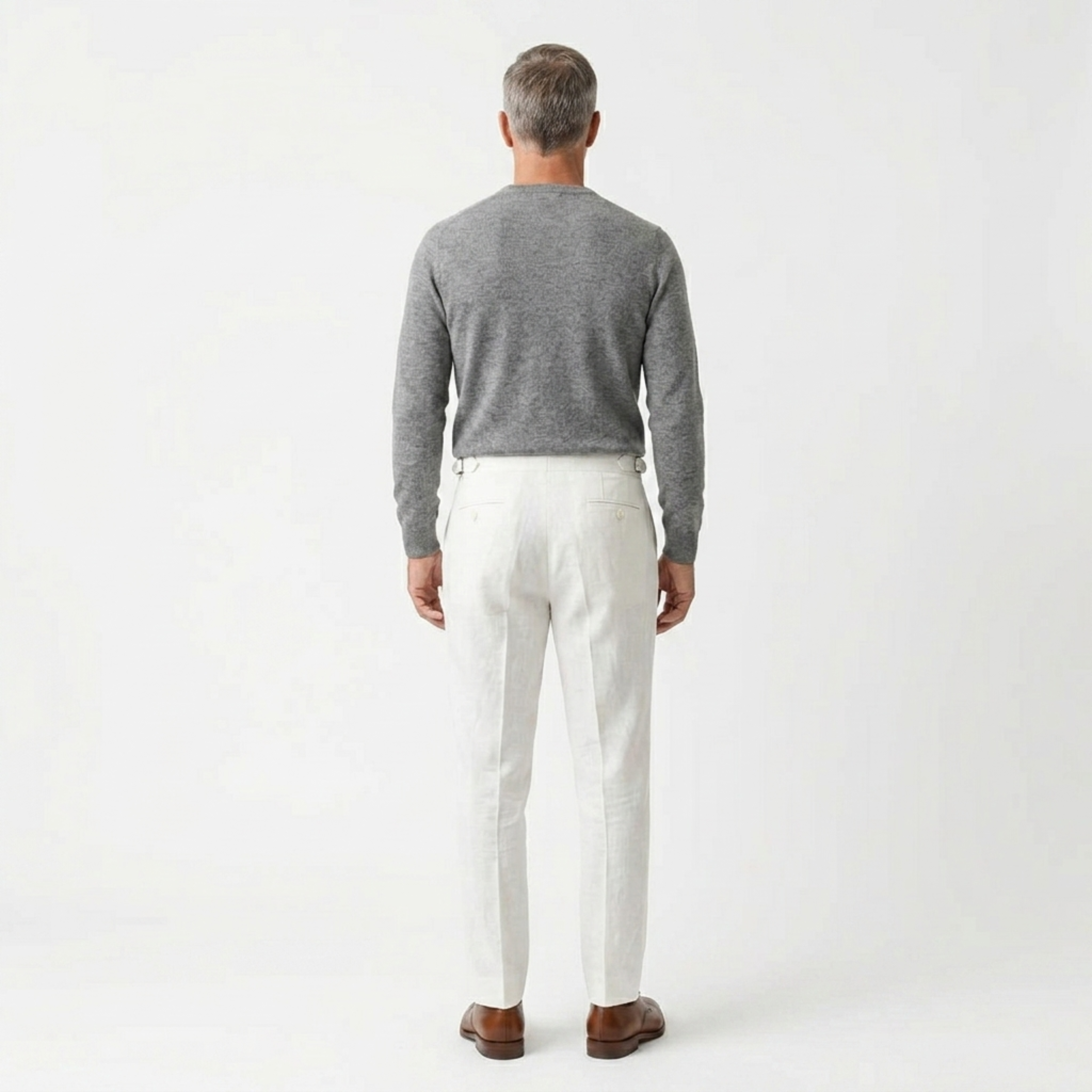 Men's tailored trousers — 100% linen — double pleated — formal events