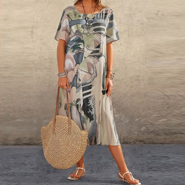 Printed Midi Shirt Dress