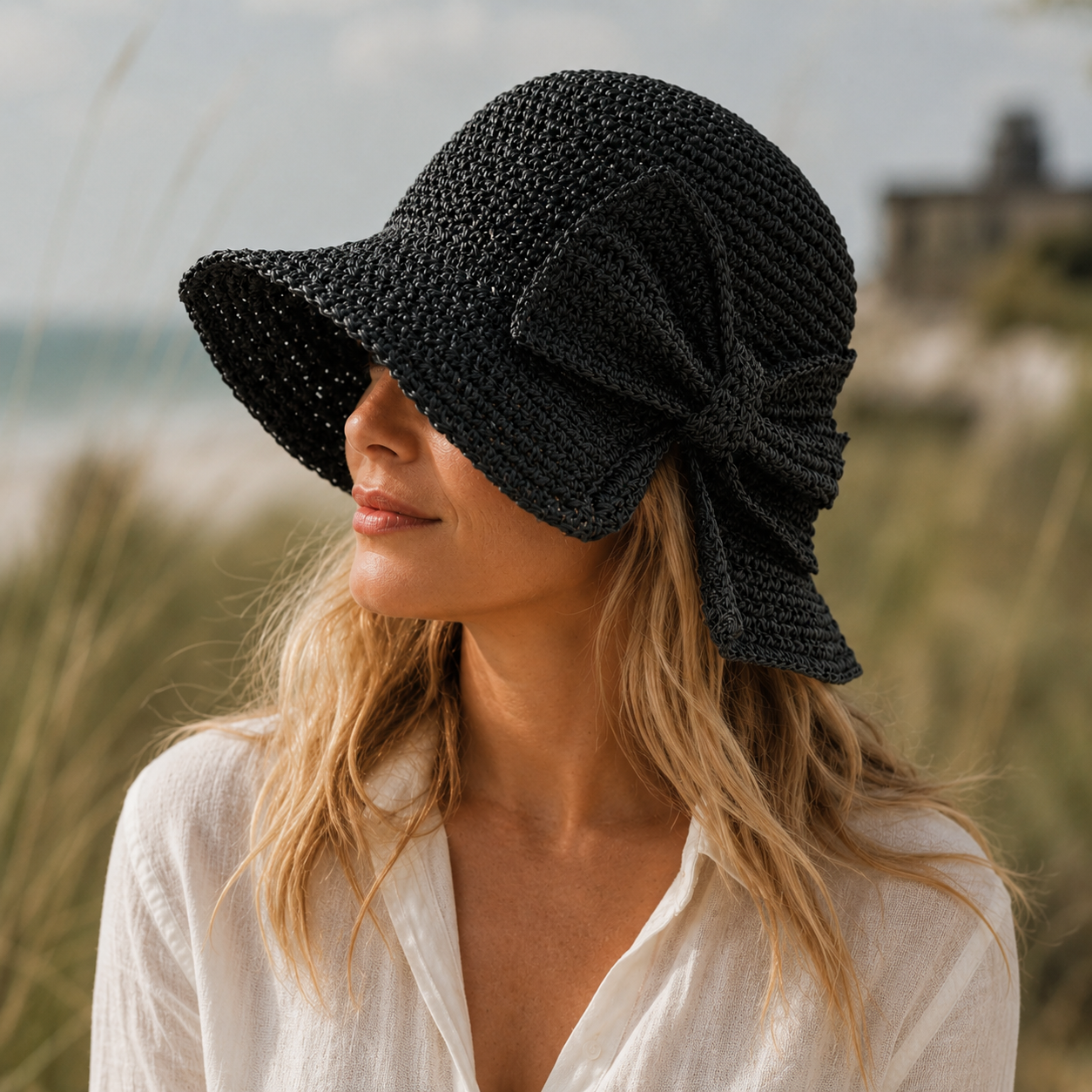 Women's bucket sun hat | short brim with bow | casual holiday cap