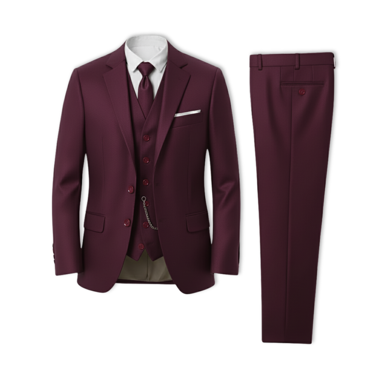 Classic Wedding Tuxedos Solid 3 Pieces Suits Slim Fit Groomsmen