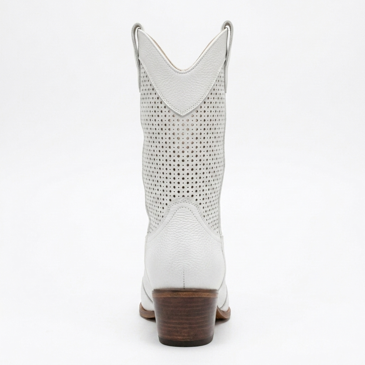 Women's cowboy boots — leather — perforated mid-calf — casual daily