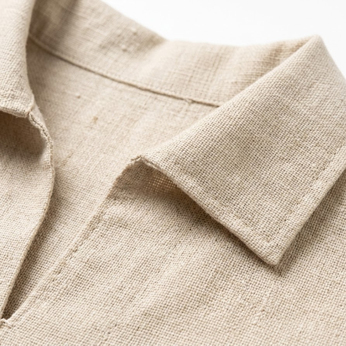 Women's pure linen polo top — relaxed oversized fit V-neck — beach vacation