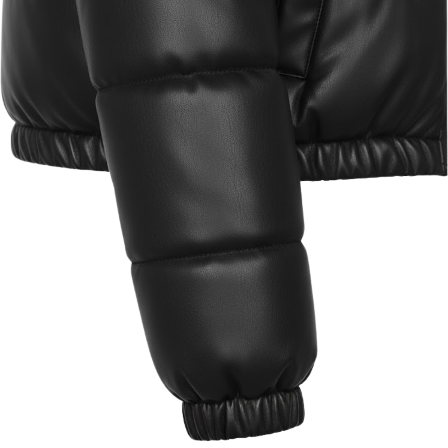 Women's Faux Leather Puffer Jacket Short Quilted Parka With Zipper Closure