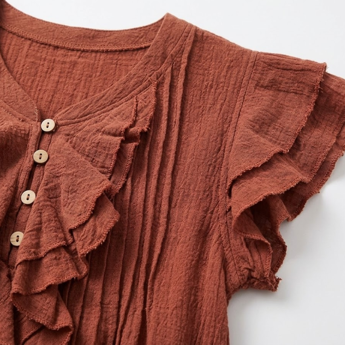 Crop top blouse for women in cotton gauze with flutter sleeves