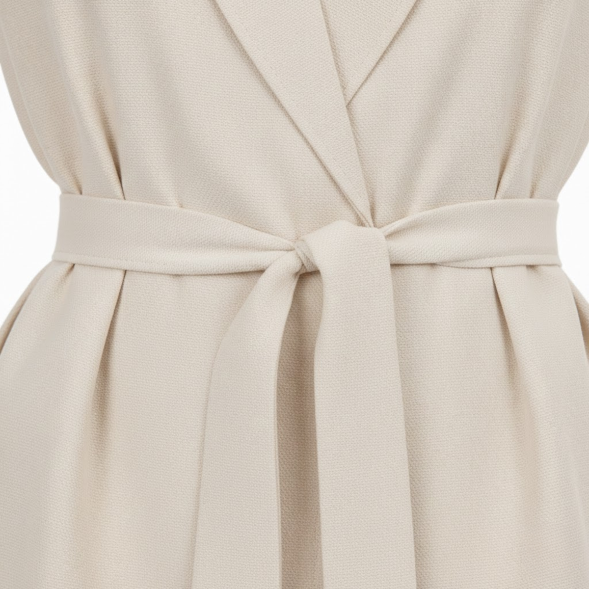 Sleeveless Vest and Wide Leg Pants Set with Turn Down Collar and Tie Waist Belt