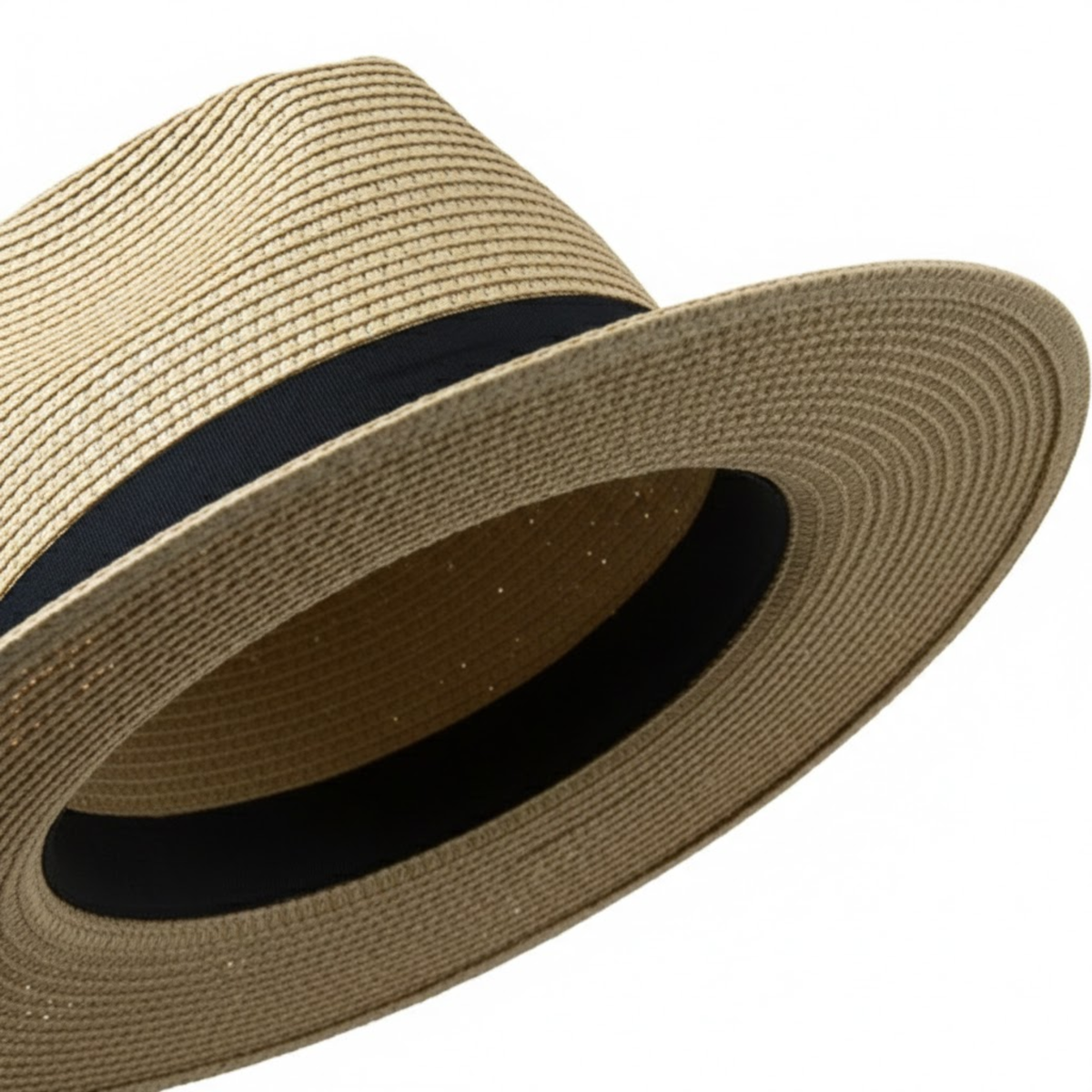 Unisex Panama Straw Hat with Wide Brim and Contrast Ribbon Trim