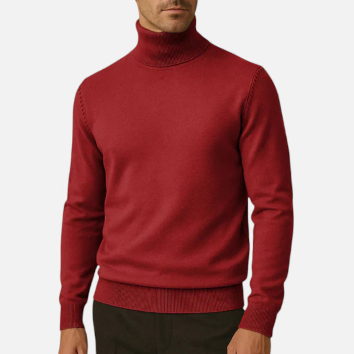 Veroux Mode | Men’s Turtleneck Knit Pullover – Basil Edition