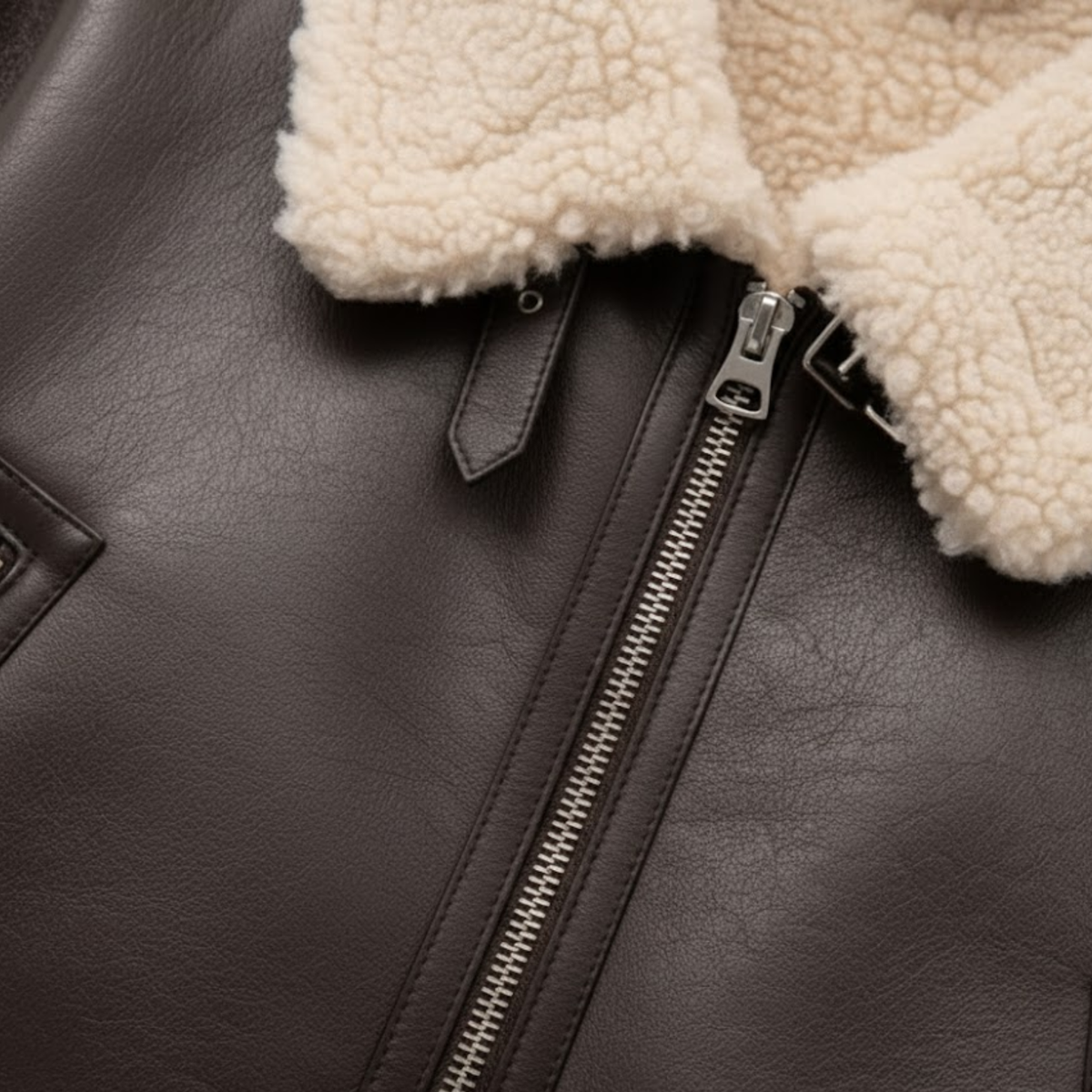 Women's Faux Shearling Aviator Jacket Thick Warm Fleece Lined Belted Biker Coat