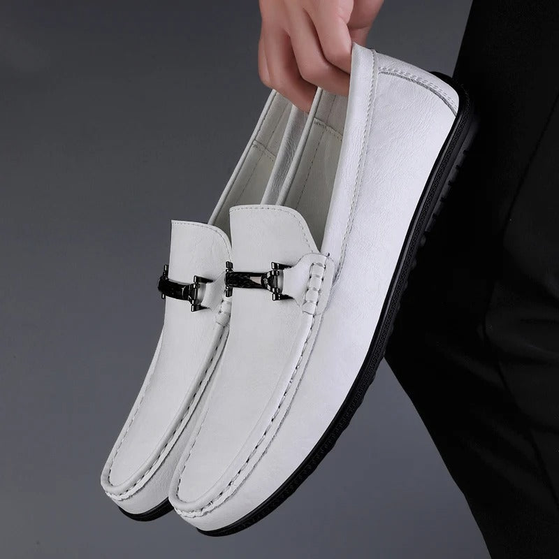 Men's leather loafers - metallic rope detail - casual office
